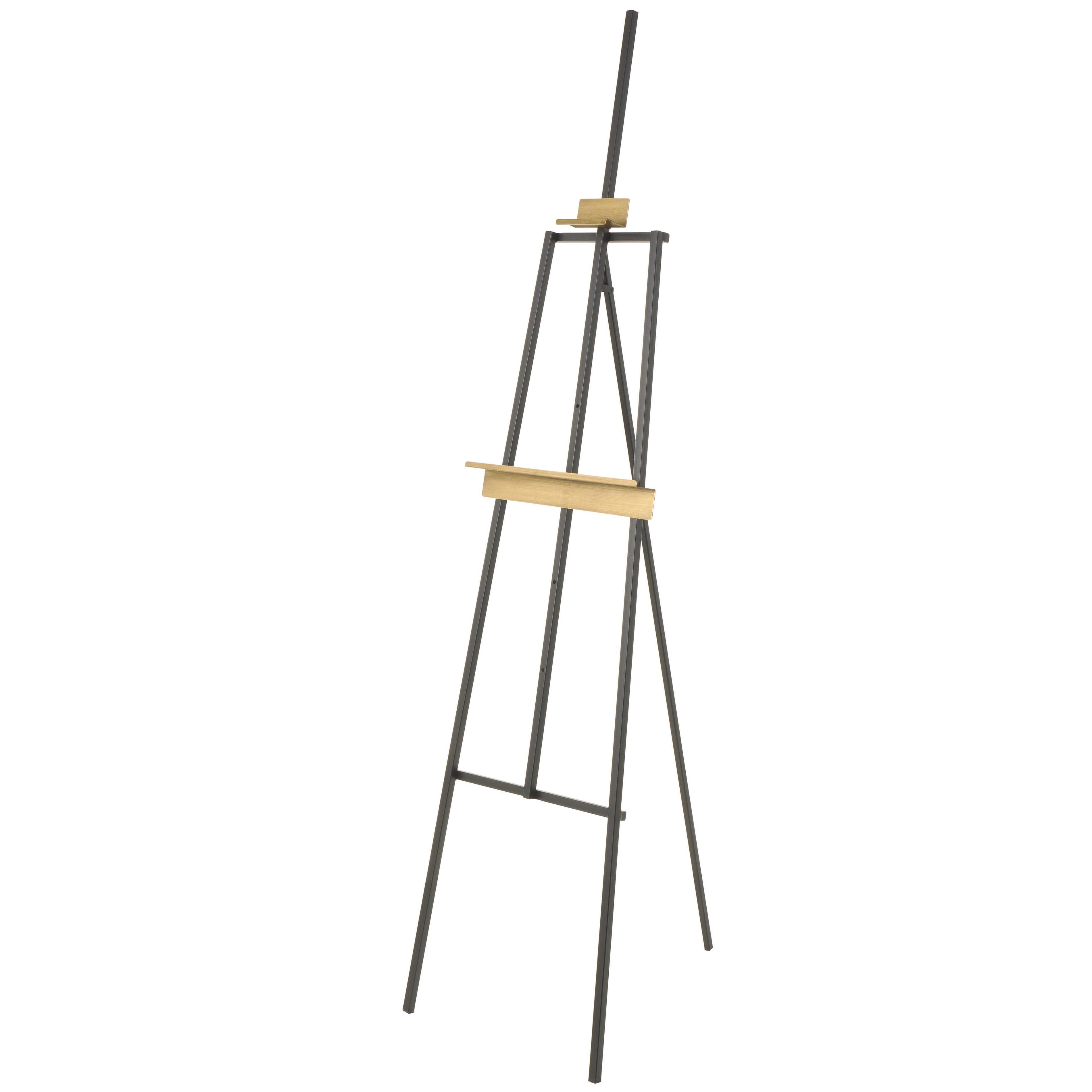 Black Metal Painter's Inspired Display Easel with Gold Accents