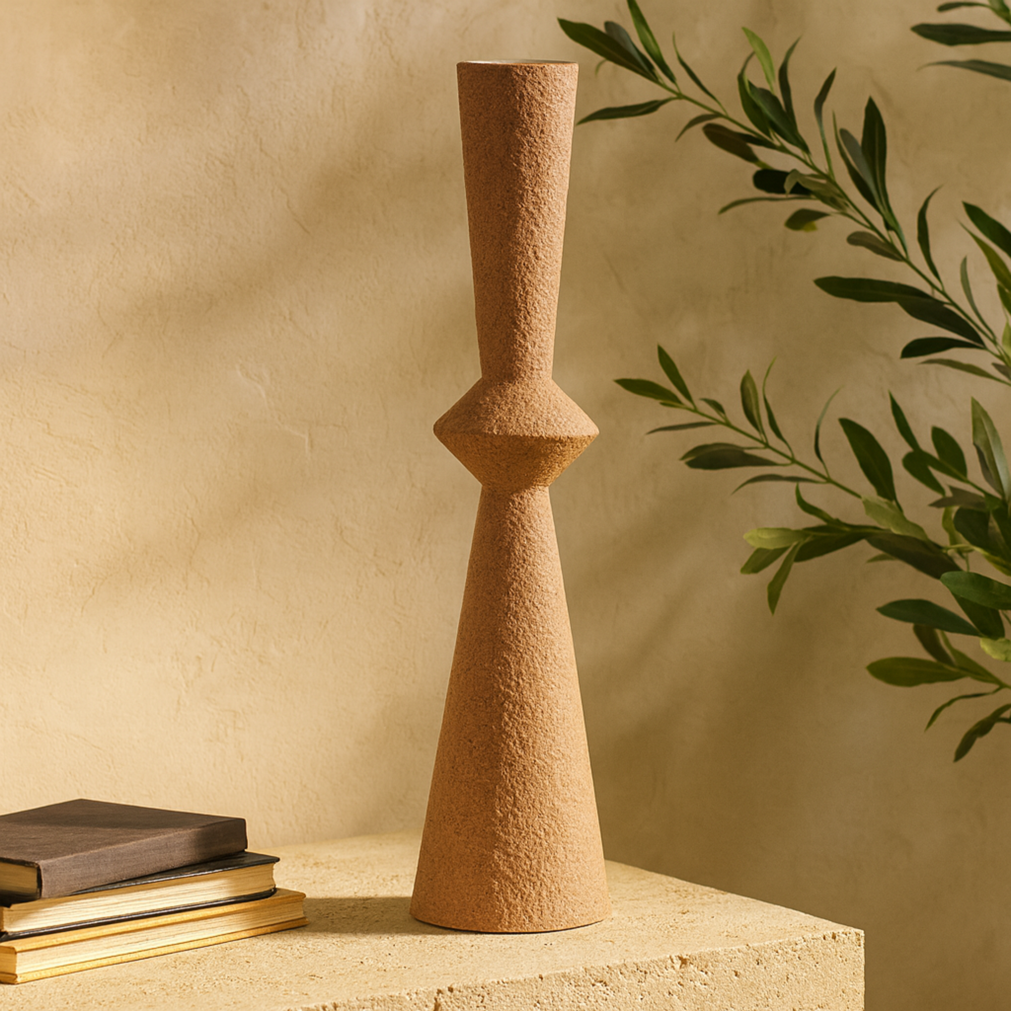 Brown Metal Art Deco Fluted Decorative Vase