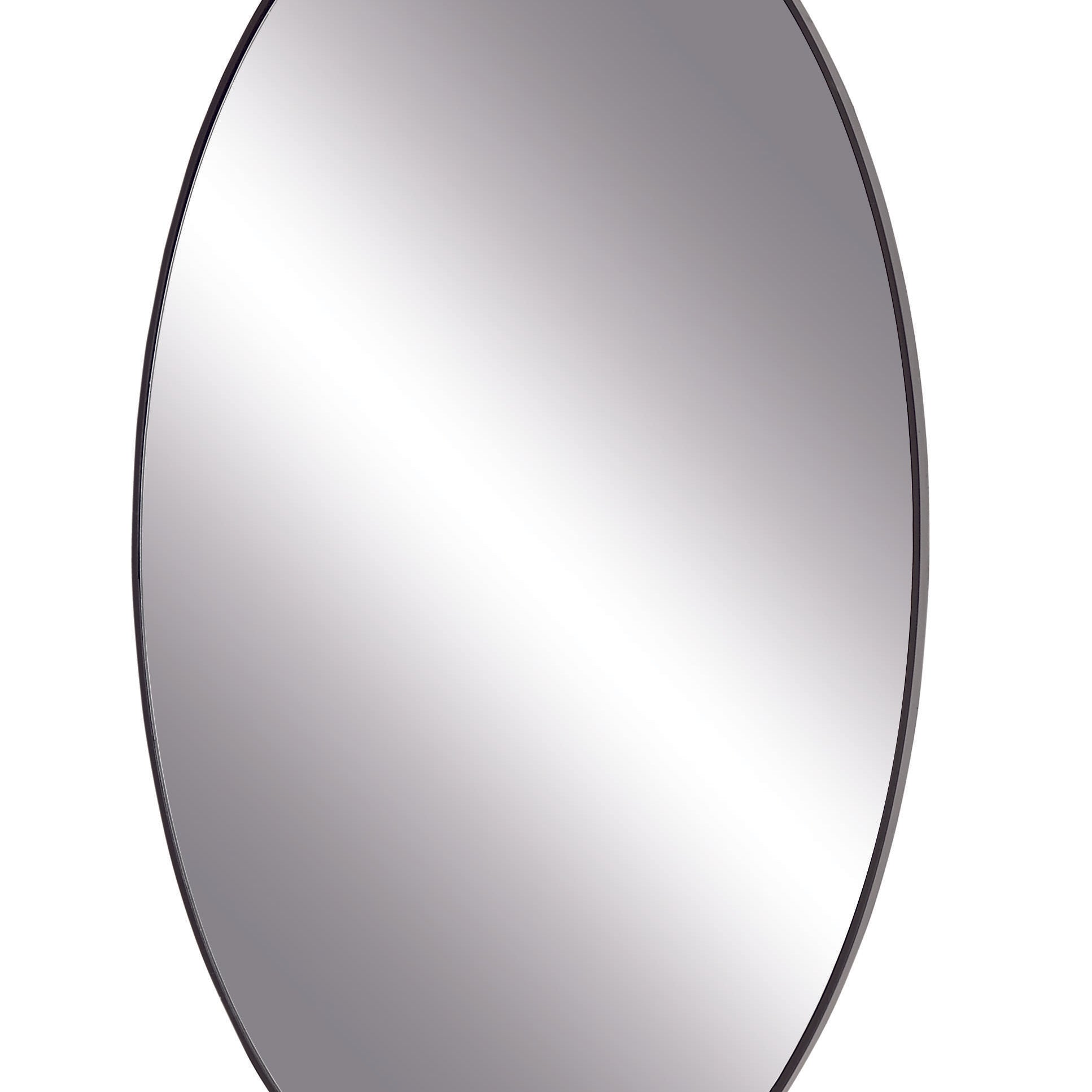 Wooden Oval Room Wall Mirror with Thin Minimalistic Frame 18" x 1" x 32"