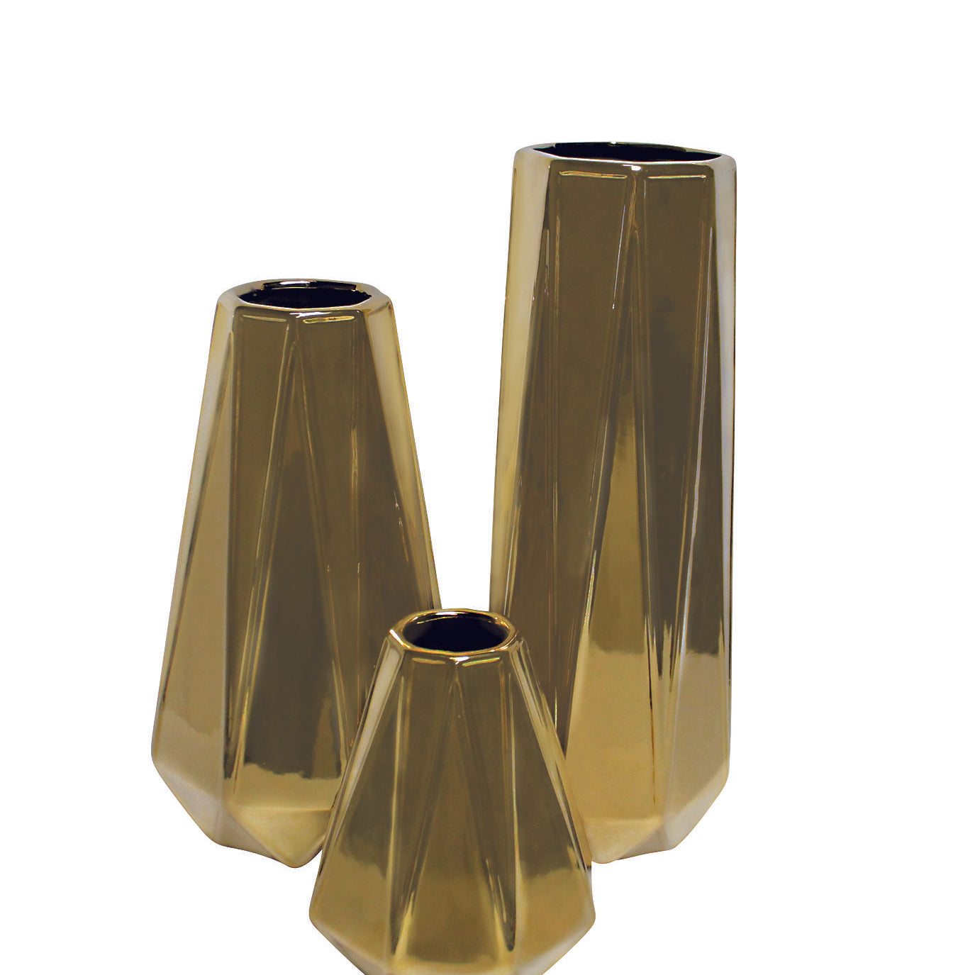 Set of 3 Ceramic Geometric Decorative Vase