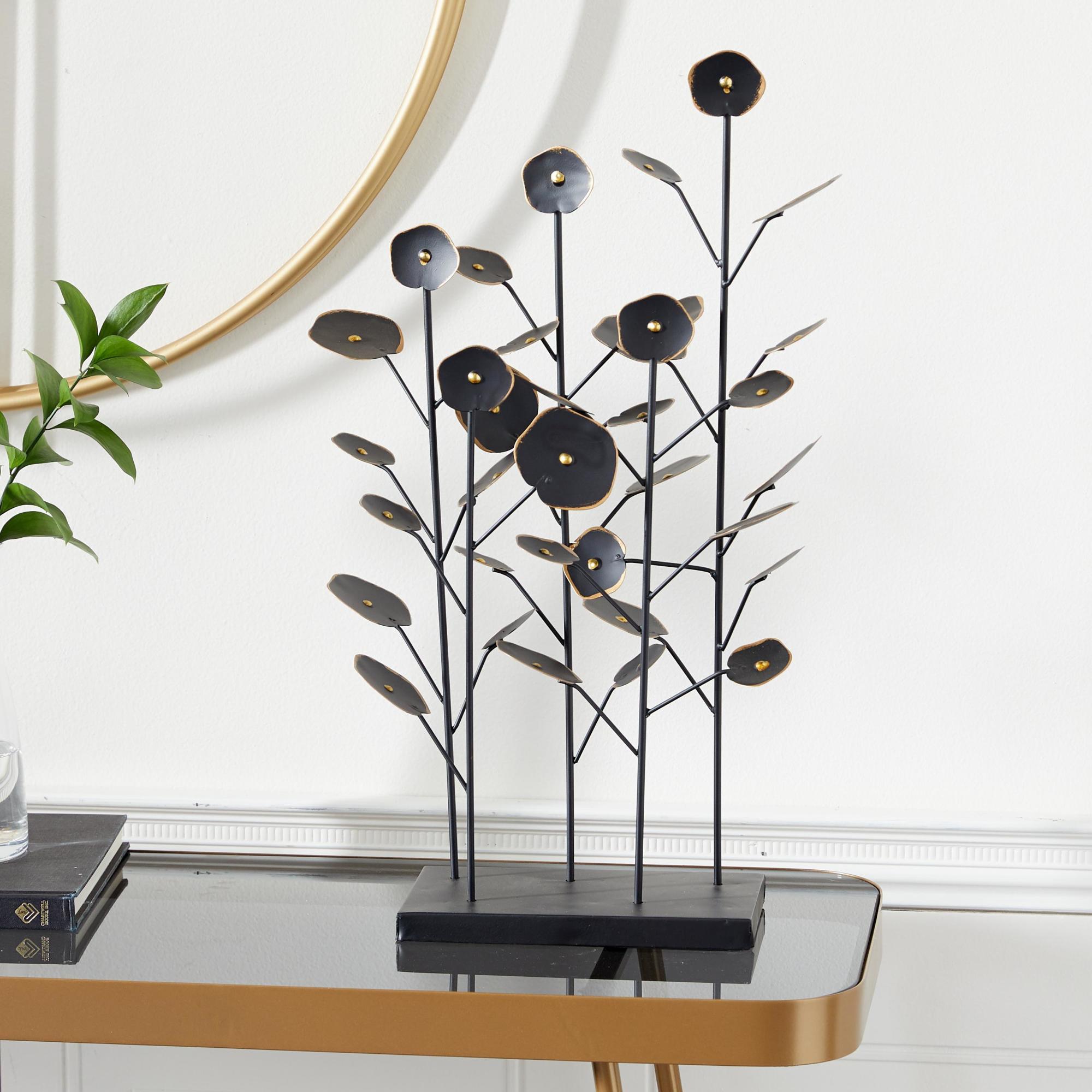 Leaf Black Metal Decorative Sculpture