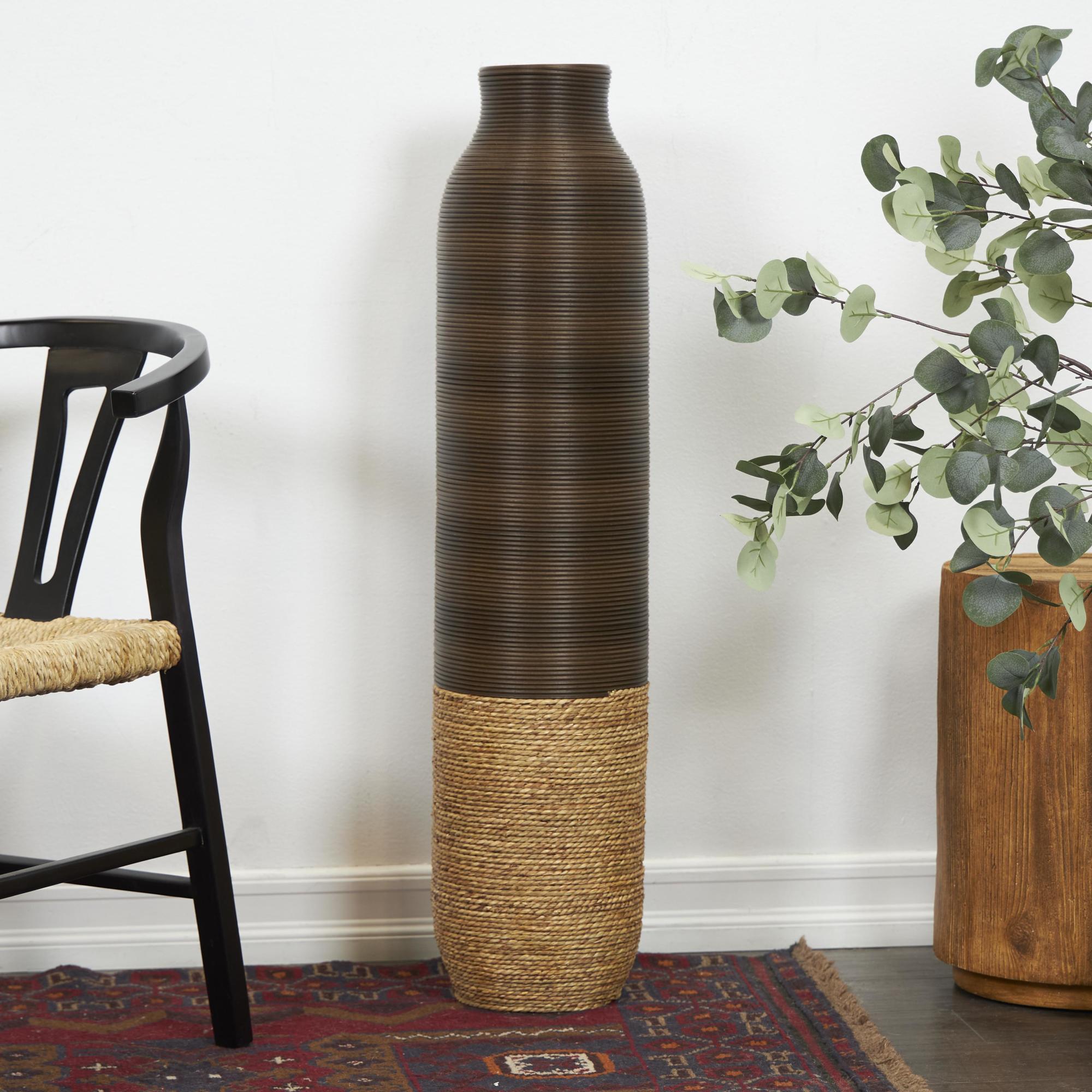 Dark Brown Seagrass Handmade Decorative Vase