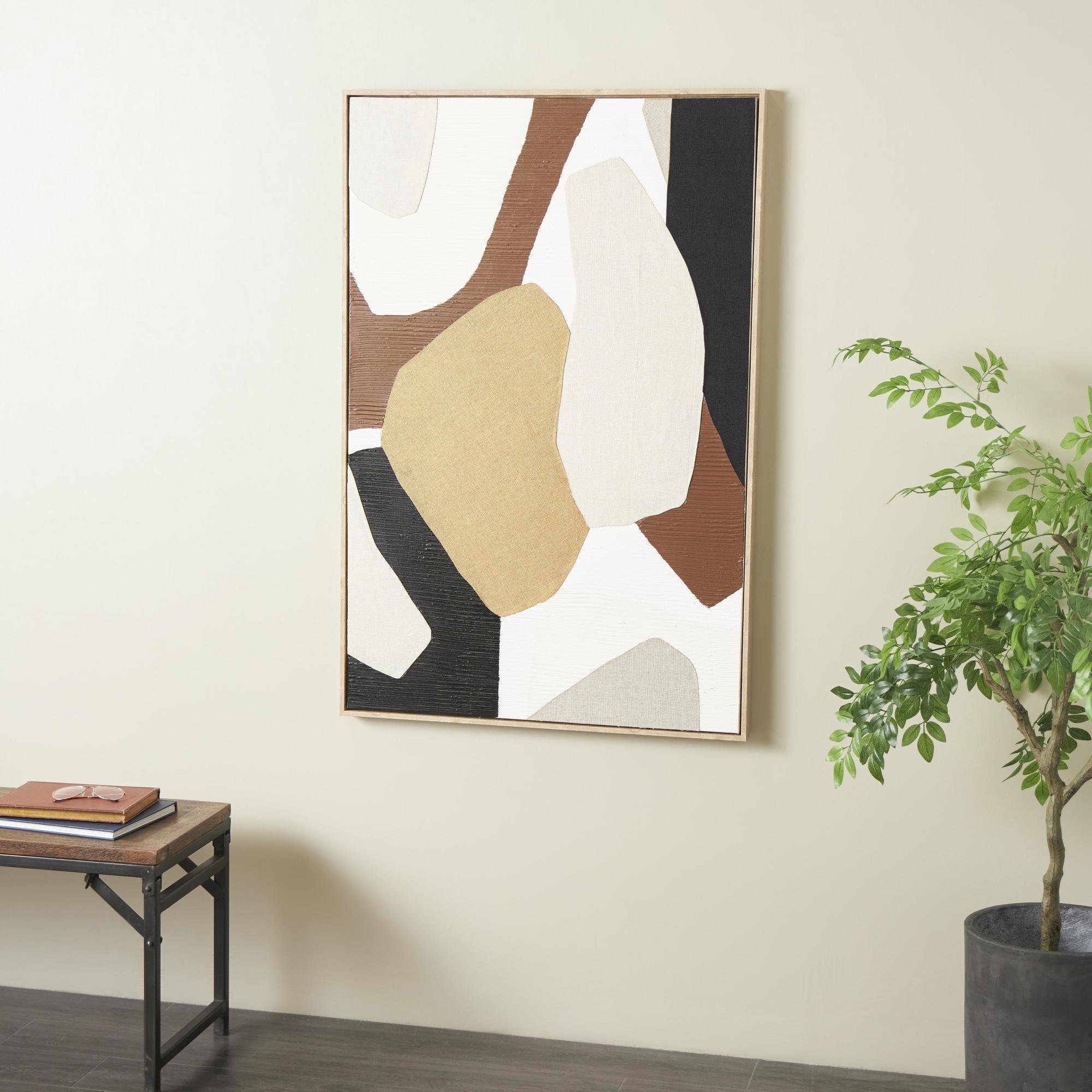 Geometric Brown Wooden Abstract Overlapping Circle Decorative Wall Art with Cream Accents