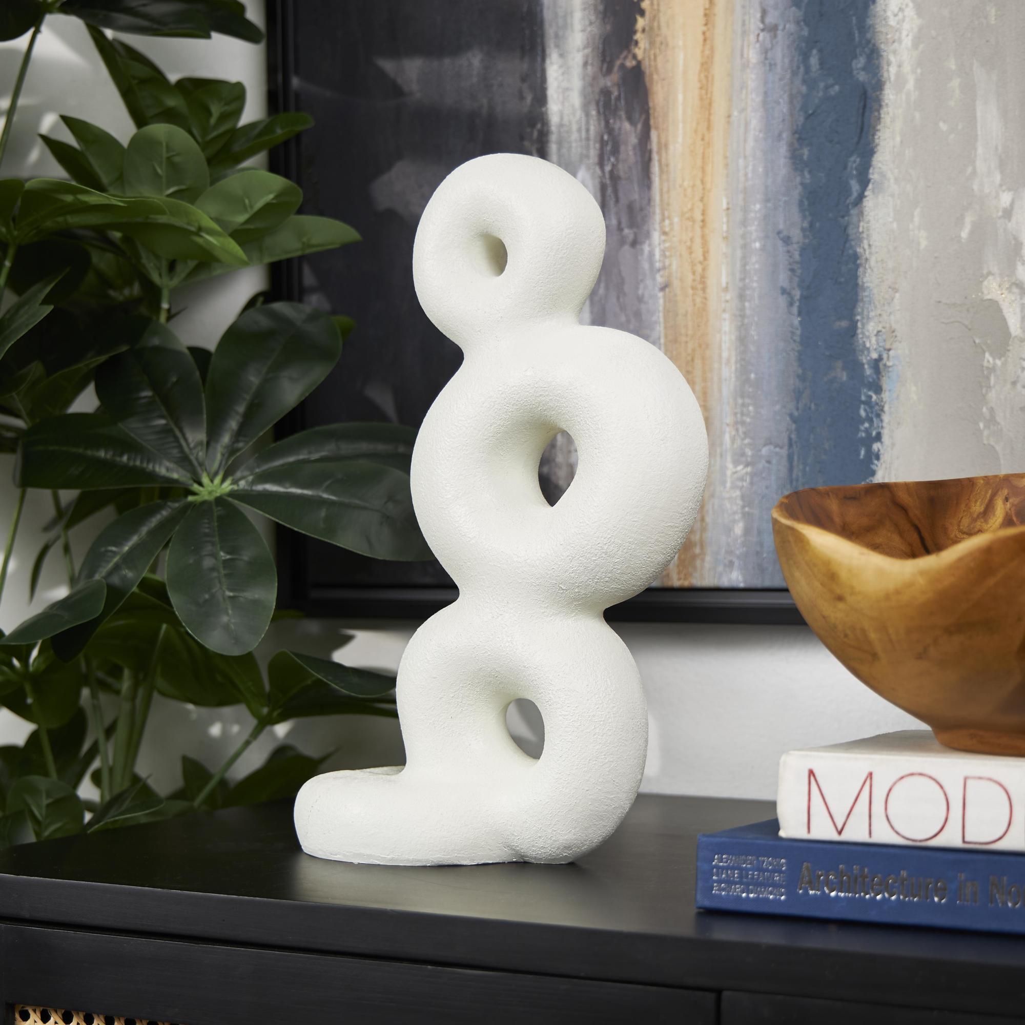 Abstract White Resin Stacked Circle Ring Decorative Sculpture