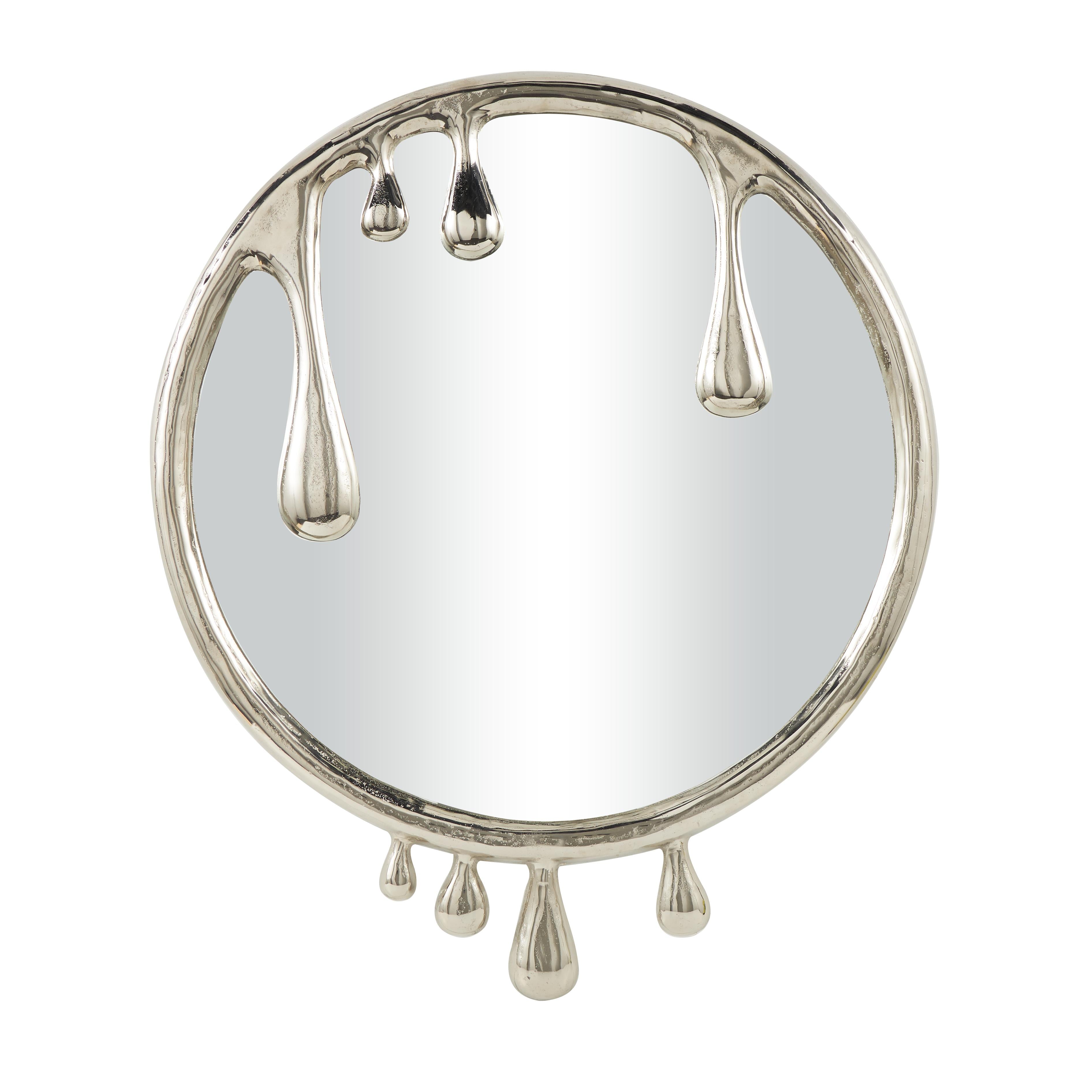 Abstract Aluminum Metal Drip Room Wall Mirror with Melting Designed Frame