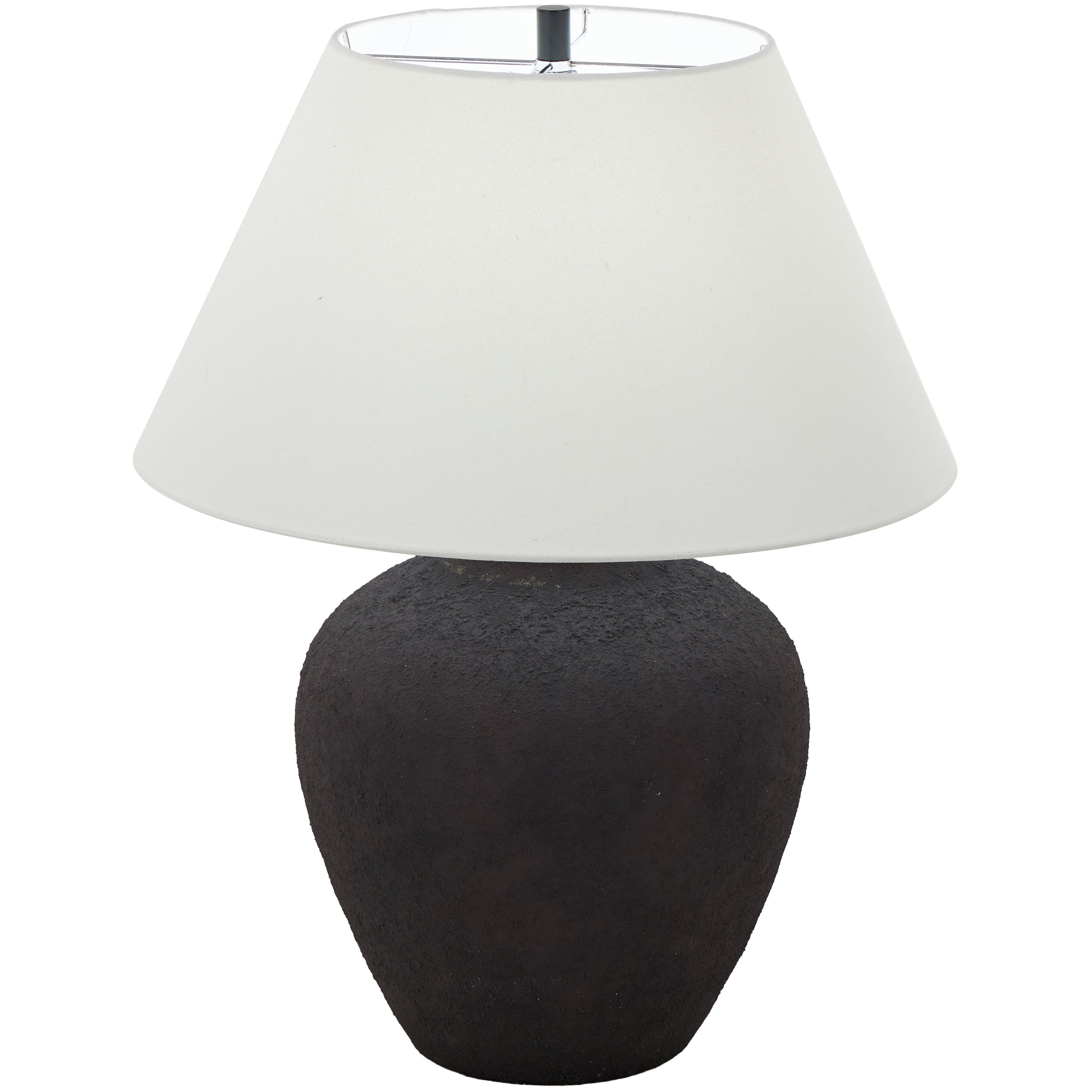 Ceramic Wide Rounded Textured Room Table Lamp with White Linen Shade 19" x 19" x 25"