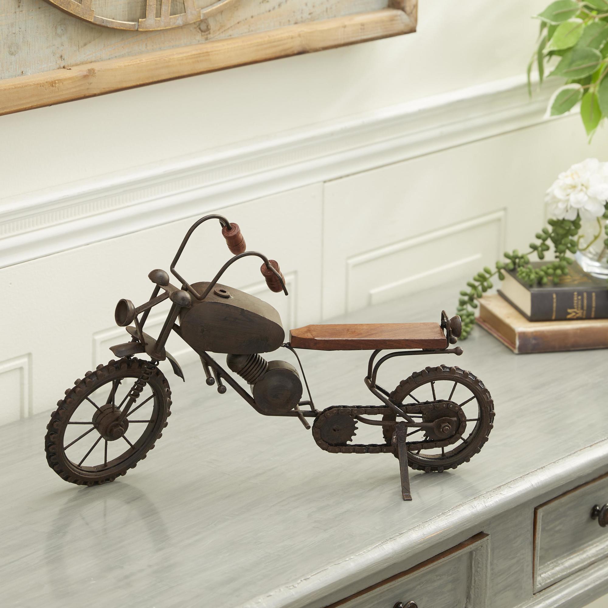 Motorcycle Black Metal Decorative Sculpture