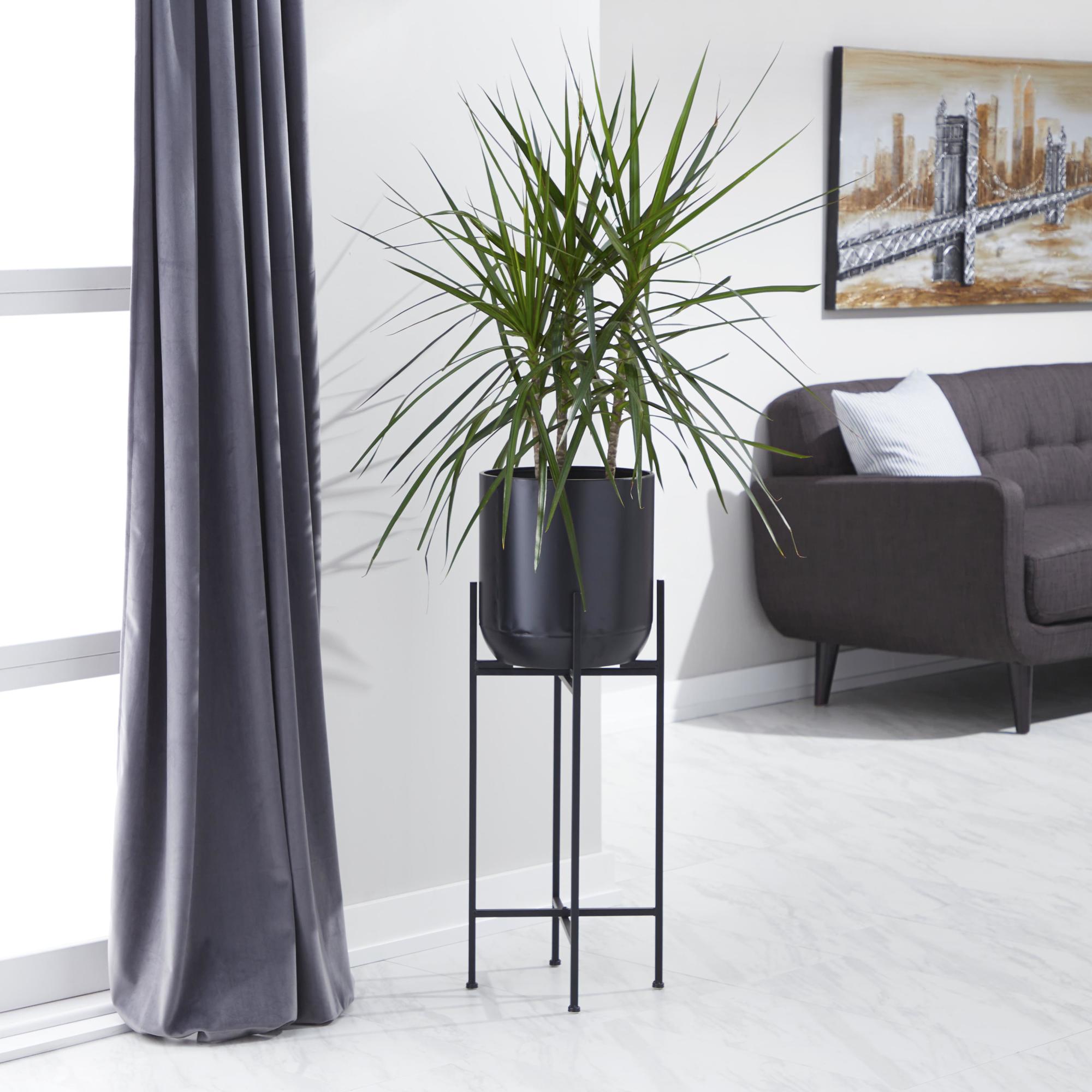 Black Metal Indoor Outdoor Planter with Removable Stand