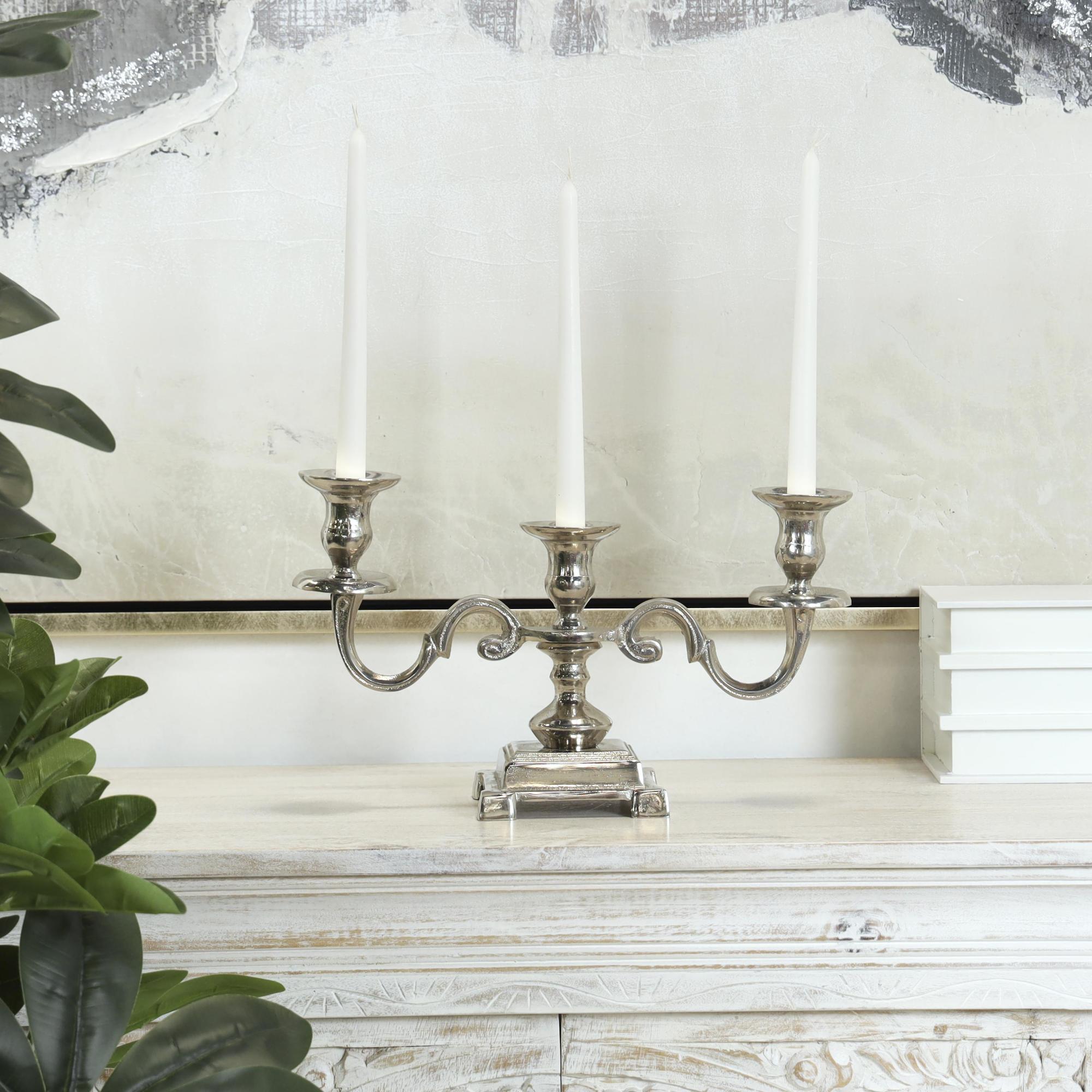Scroll Silver Aluminum Metal Decorative Candelabra