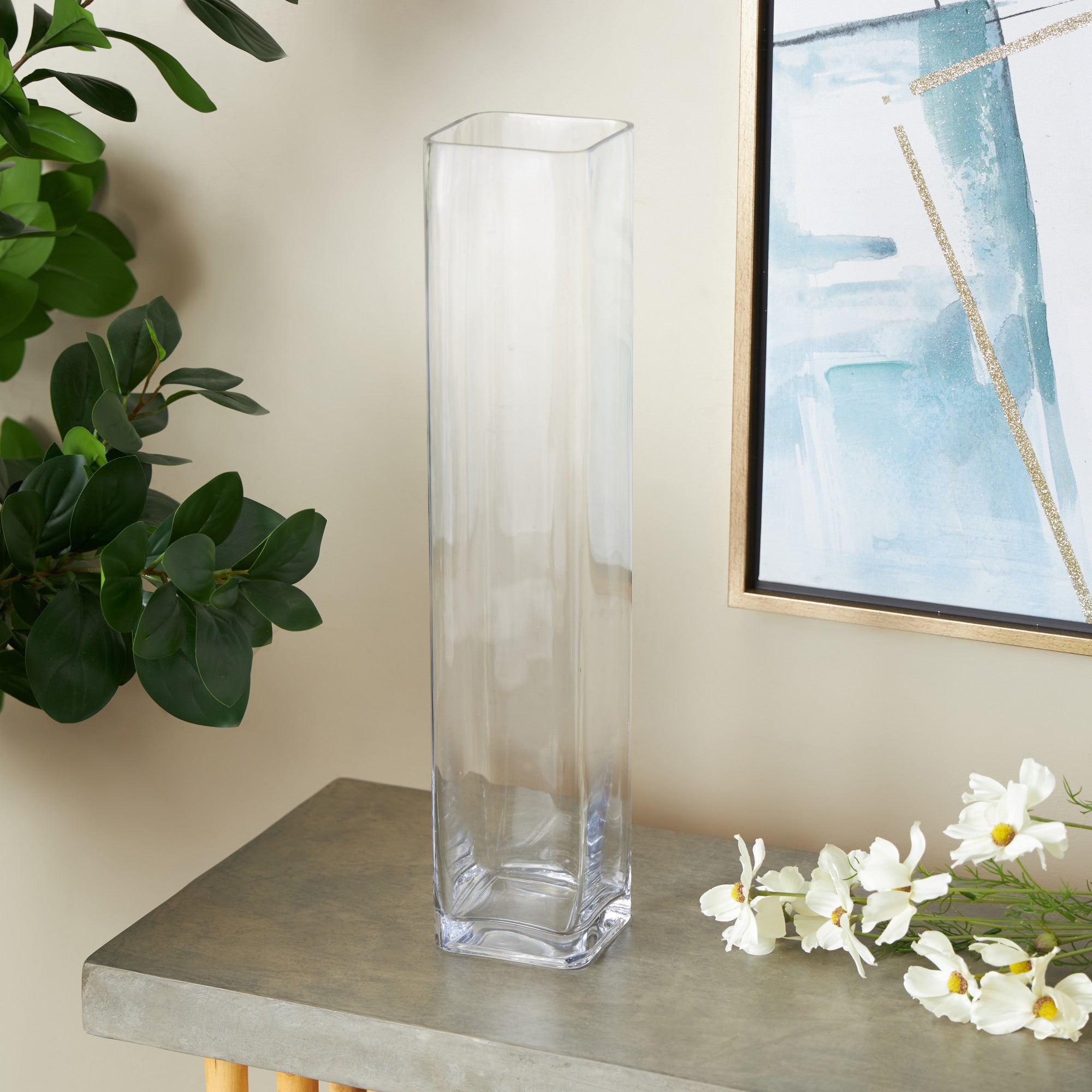 Clear Glass Tall Decorative Vase