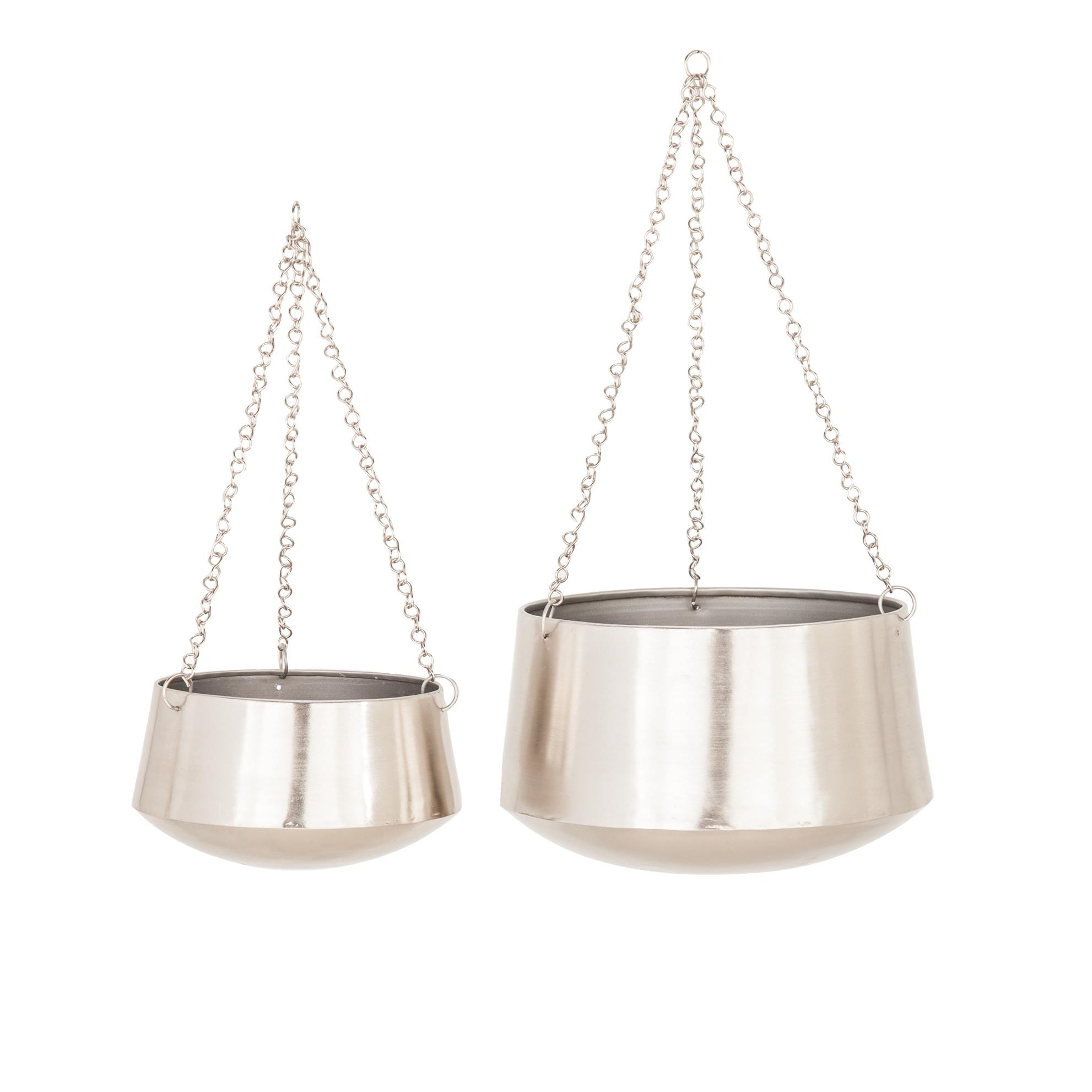 Set of 2 Metal Hanging Dome Indoor Outdoor Wall Planter with Chain