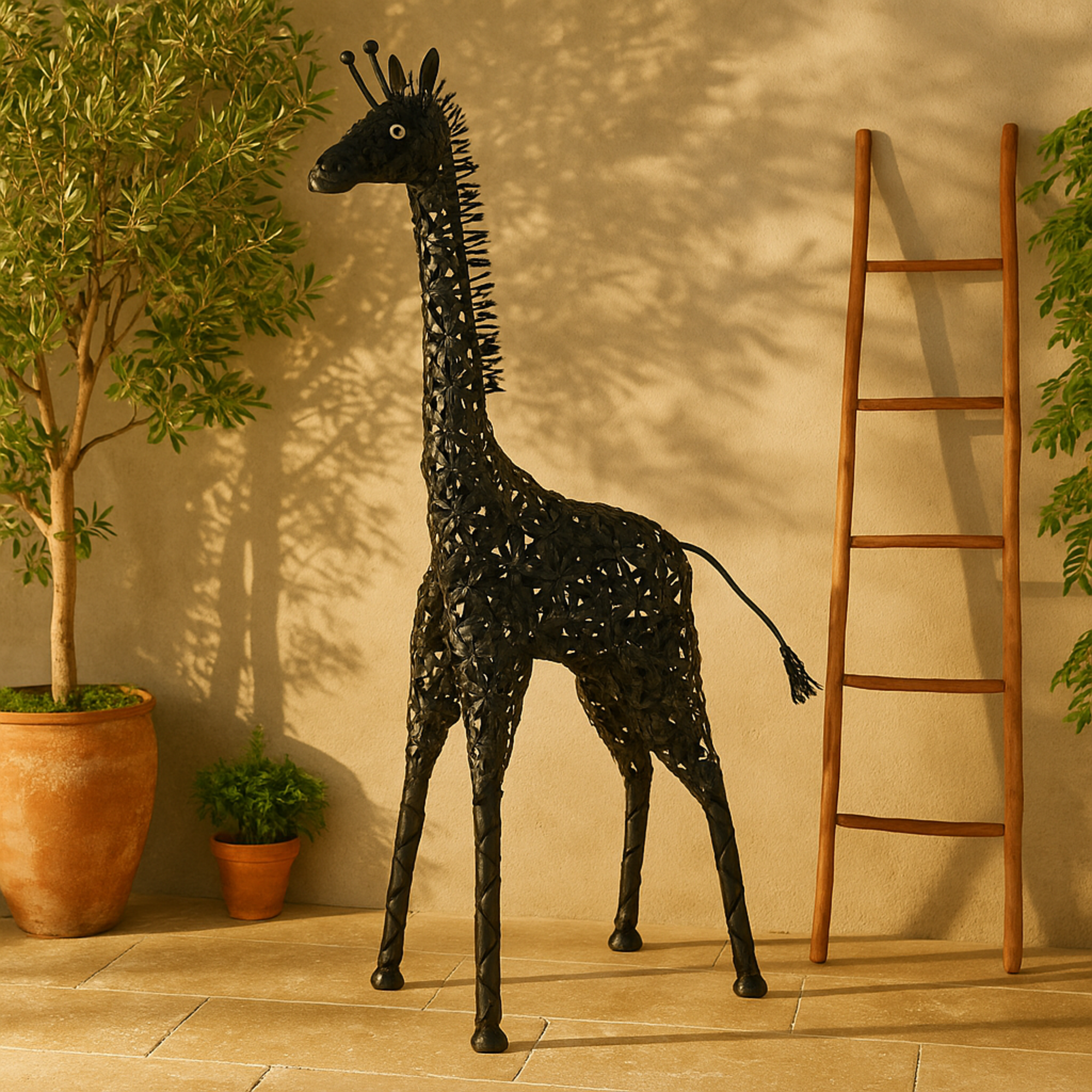 Giraffe Black Metal Indoor Outdoor Tall Decorative Garden Sculpture