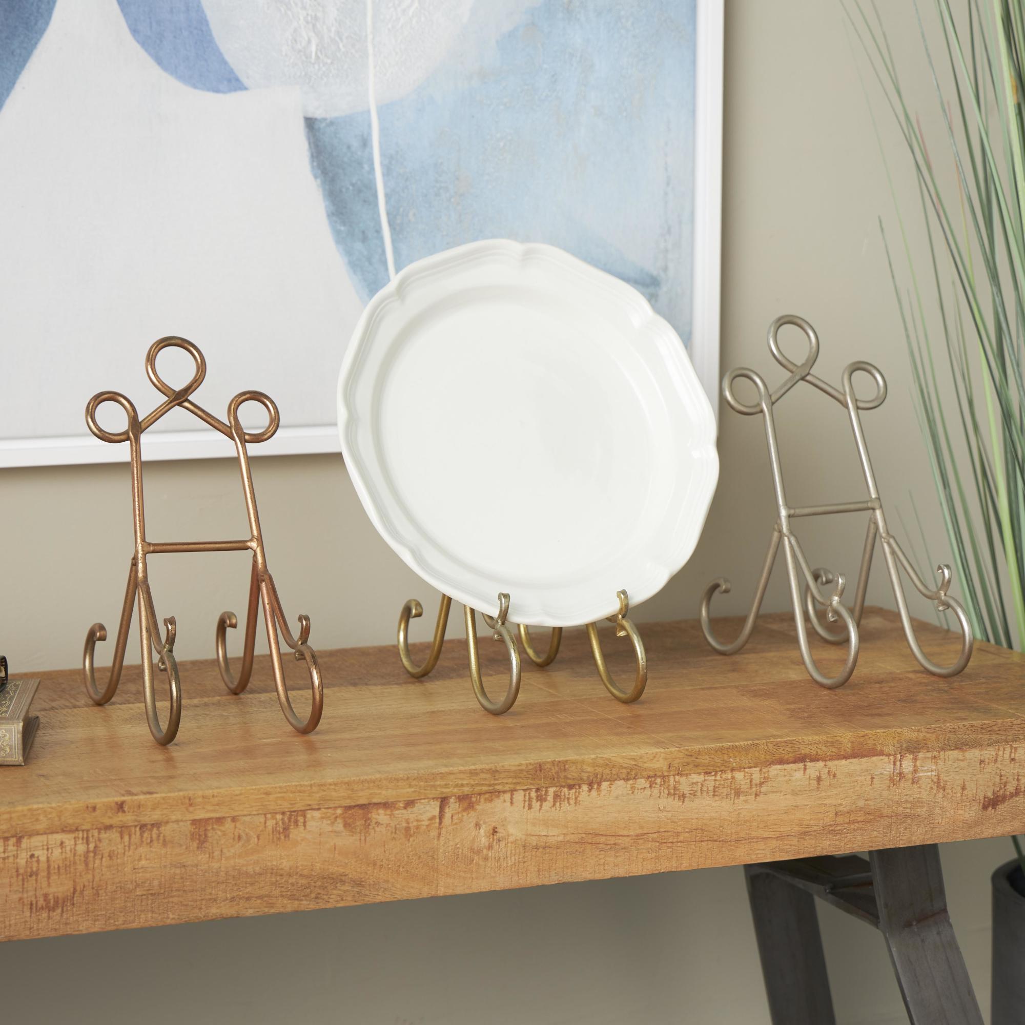 Set of 3 Scroll Multi Colored Metal Display Easel