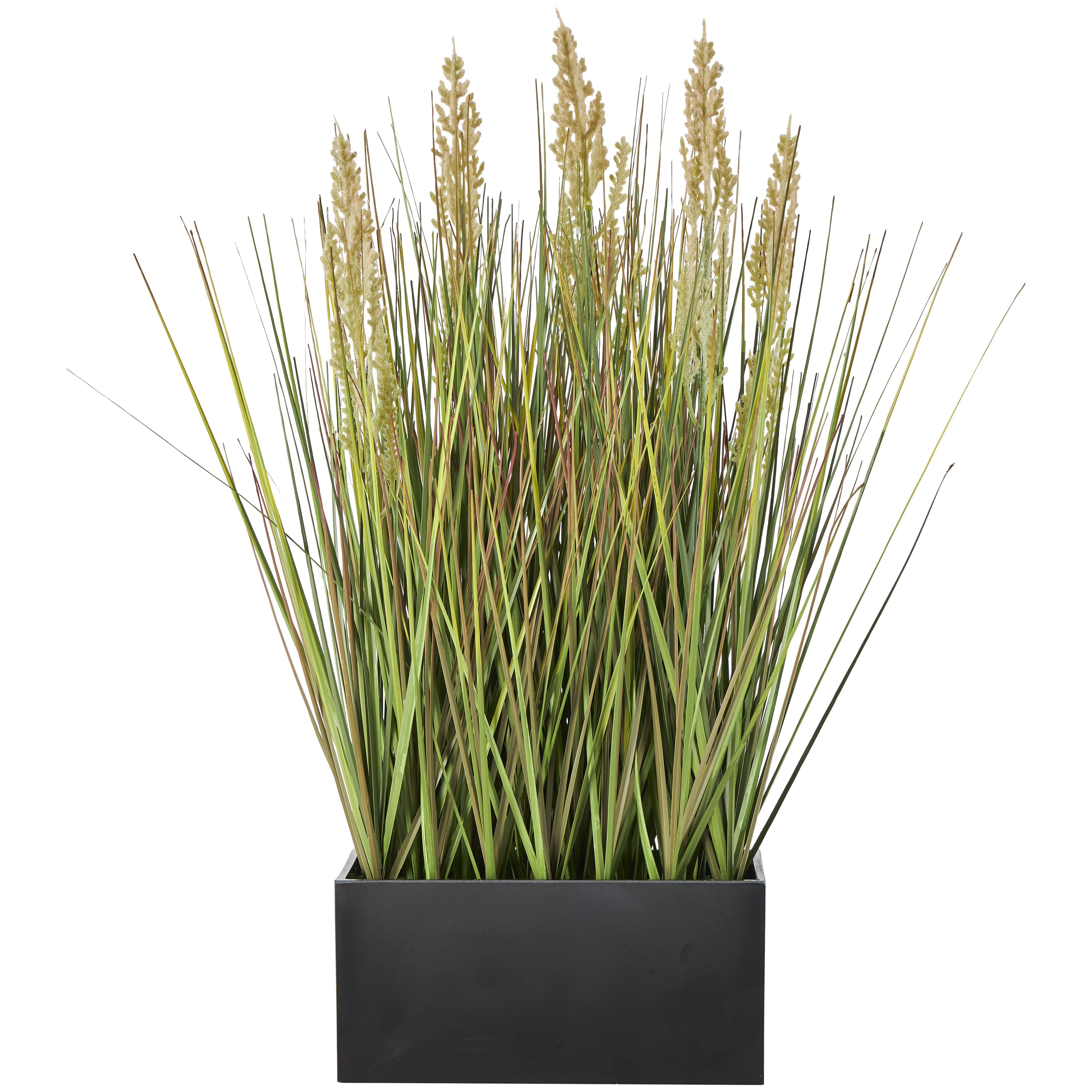 Faux Foliage Indoor Outdoor Artificial Plant with Black Rectangular Plastic Pot