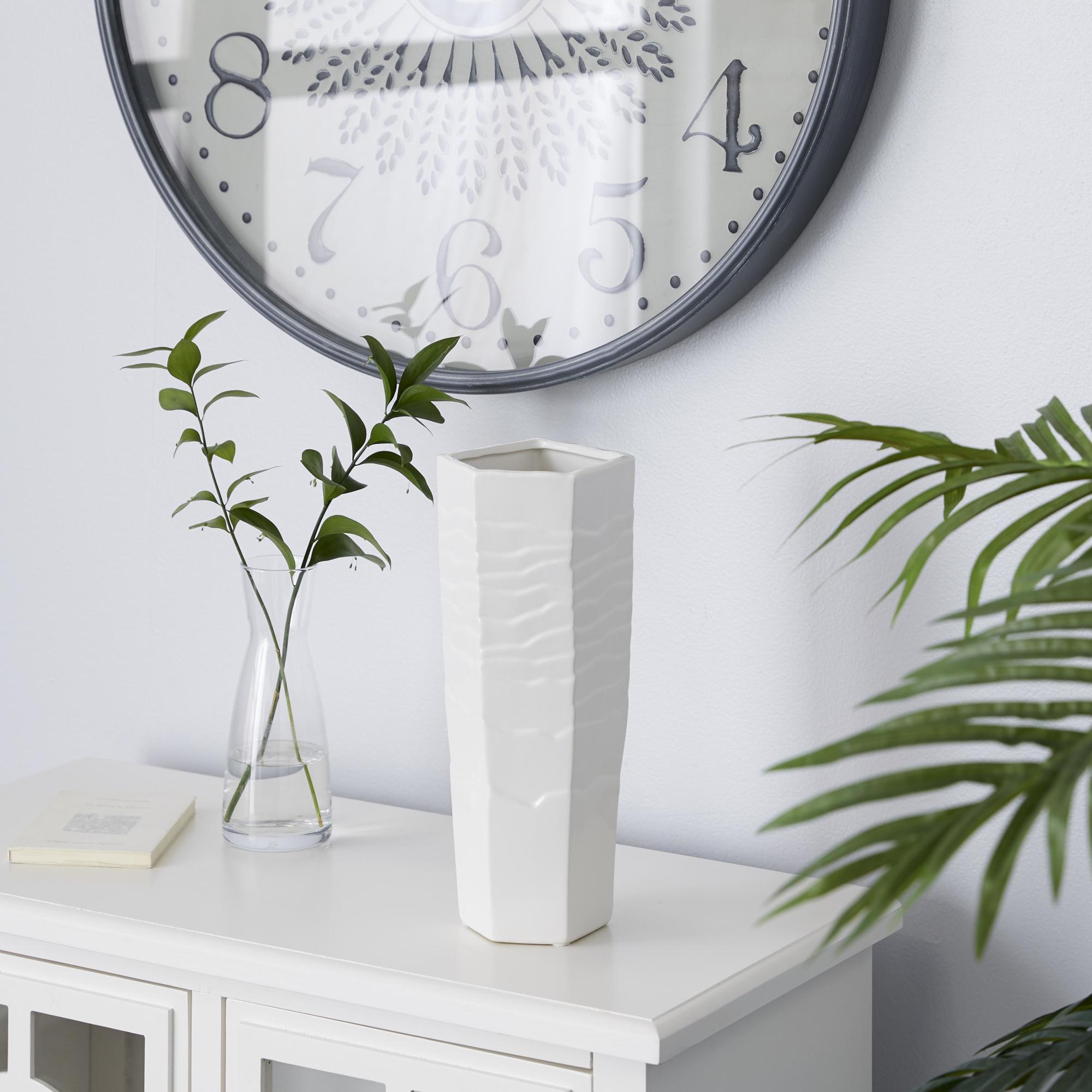 White Ceramic Textured Decorative Vase