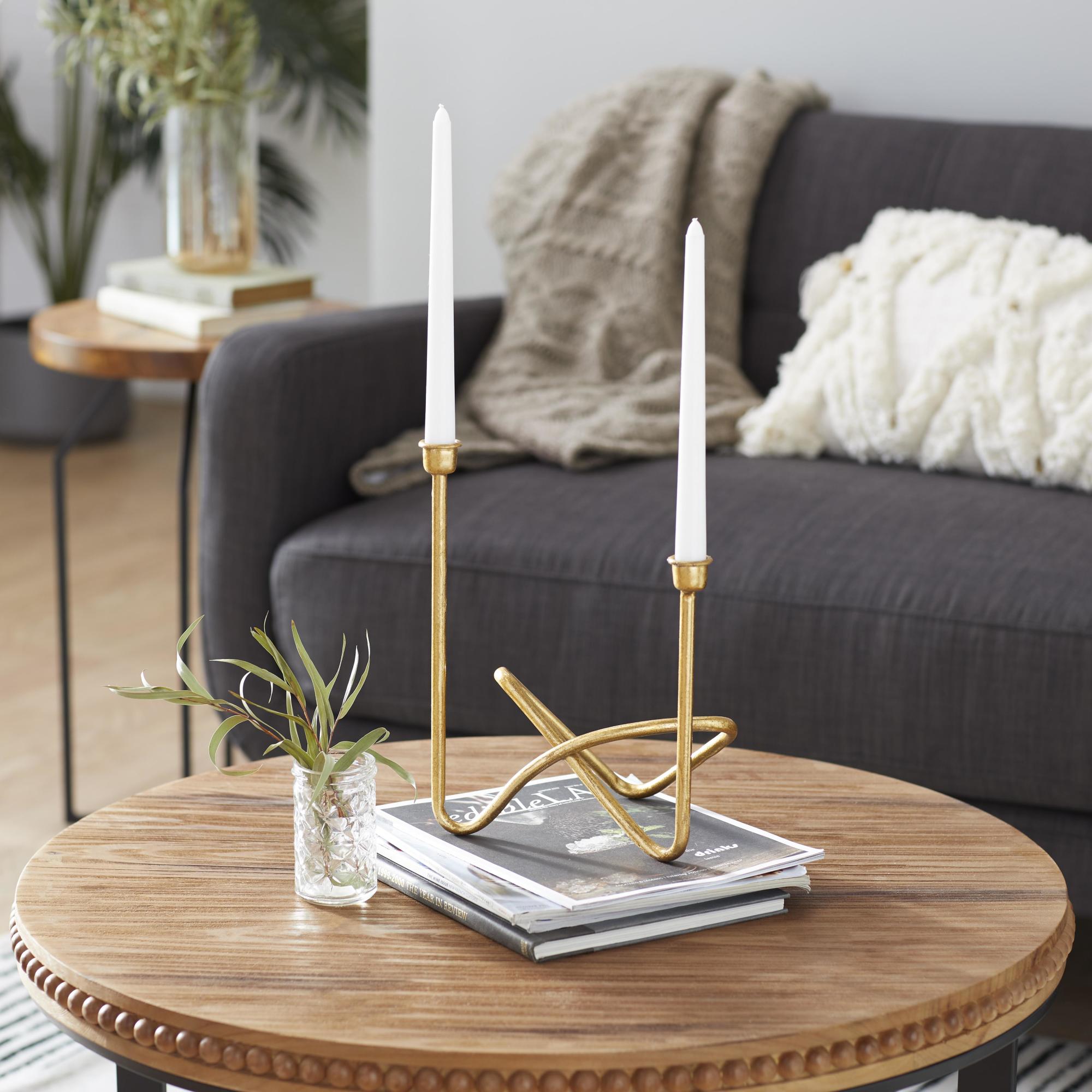 CosmoLiving by Cosmopolitan Gold Metal Decorative Candelabra