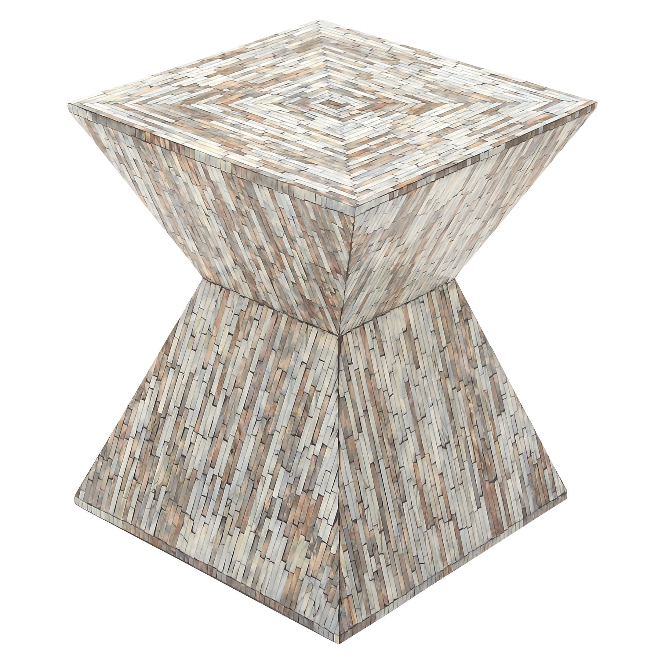 Mother of Pearl Shell Handmade Hourglass Shaped Side End Accent Table