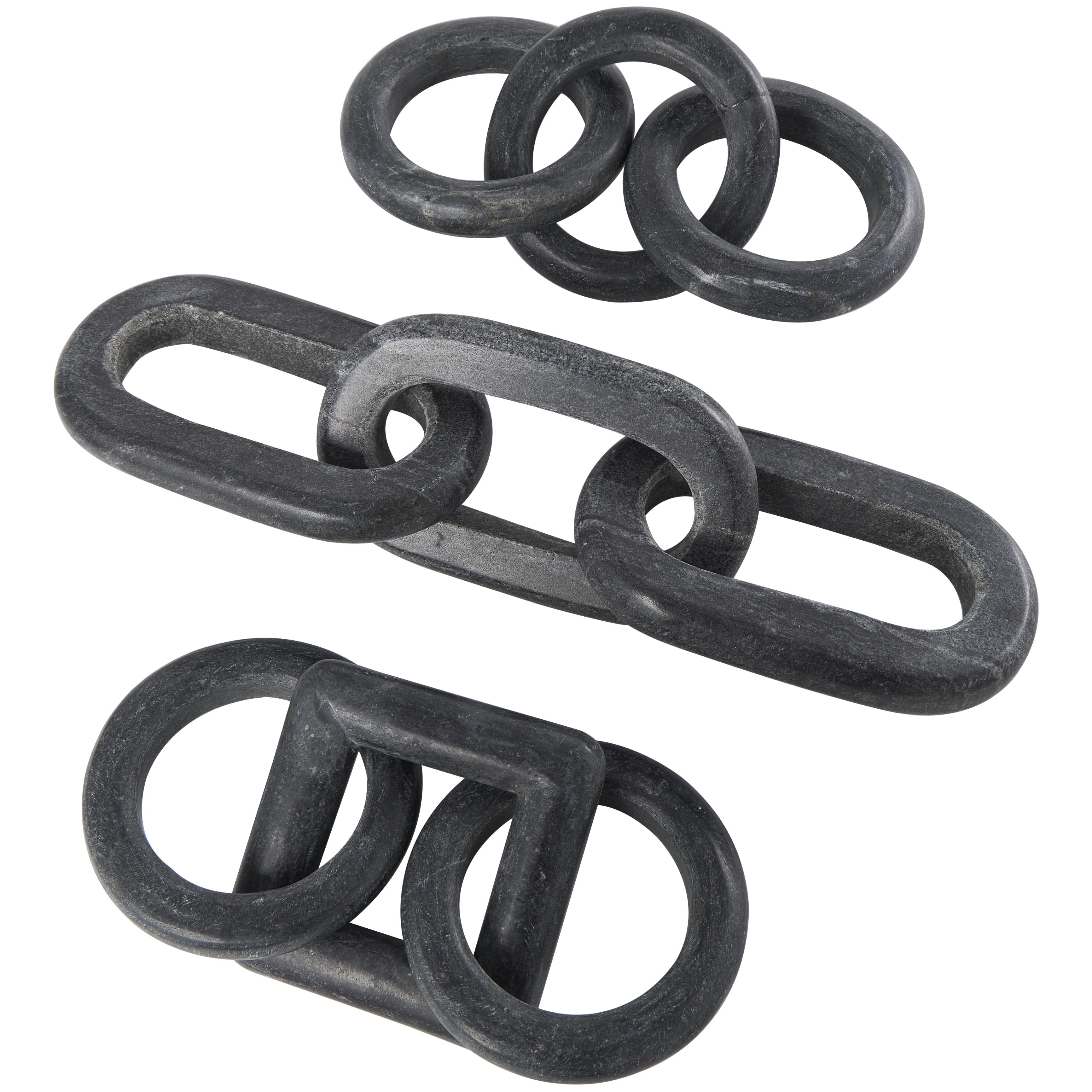 Set of 3 Chain Marble Handmade 3 Link Decorative Sculpture with Various Shapes