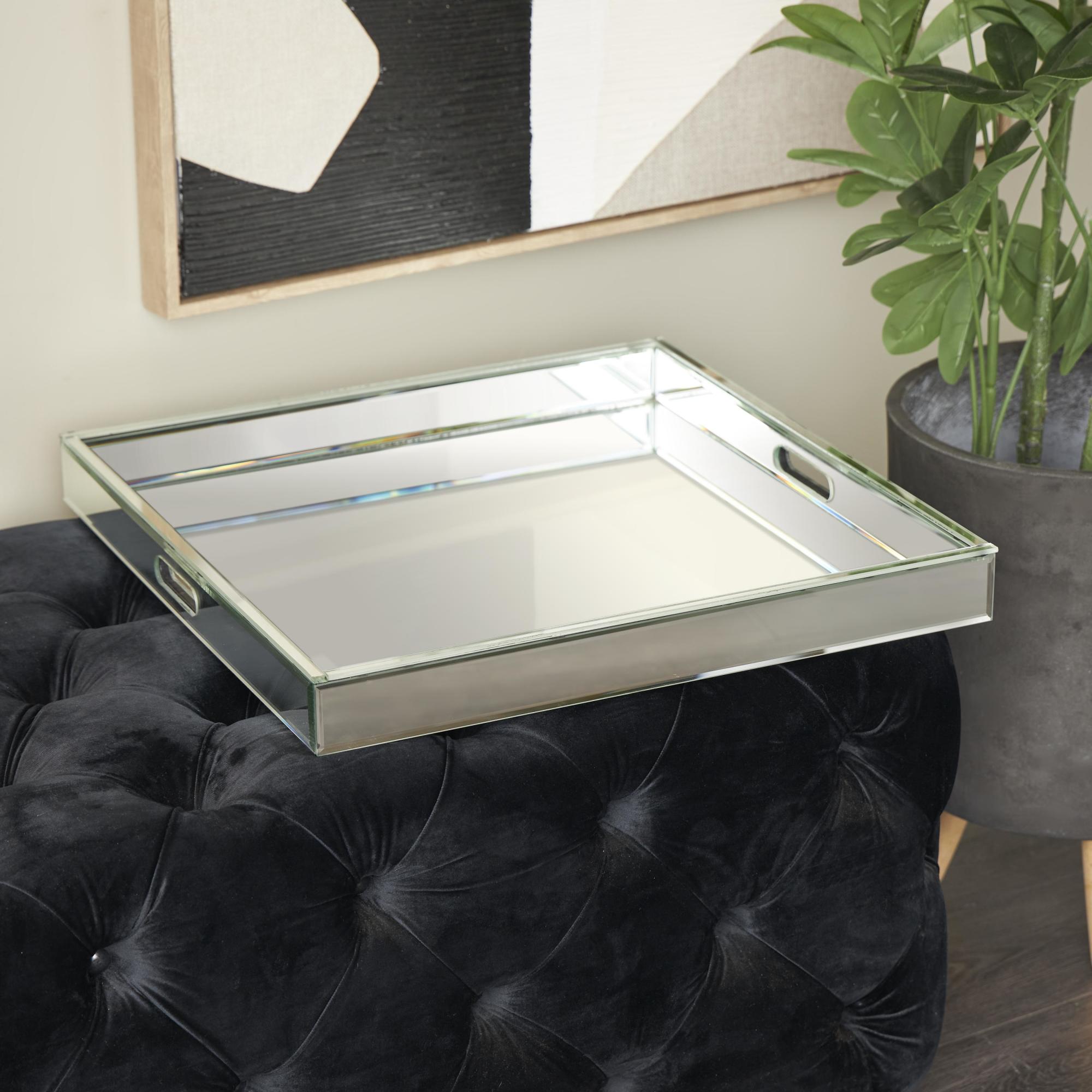 Silver Wooden Mirrored Living Room Decor Tray