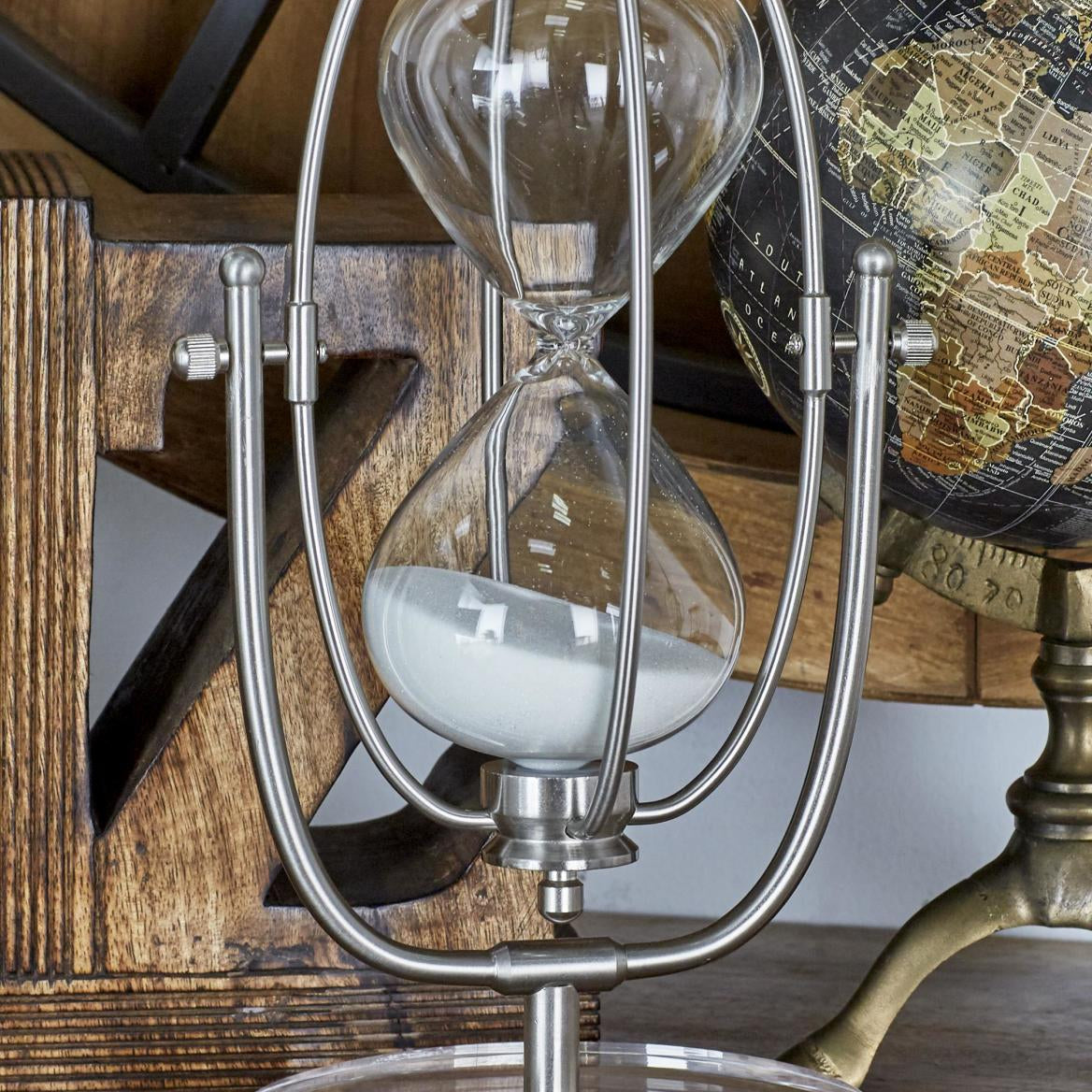 Silver Glass Hourglass Timer with Acrylic Base
