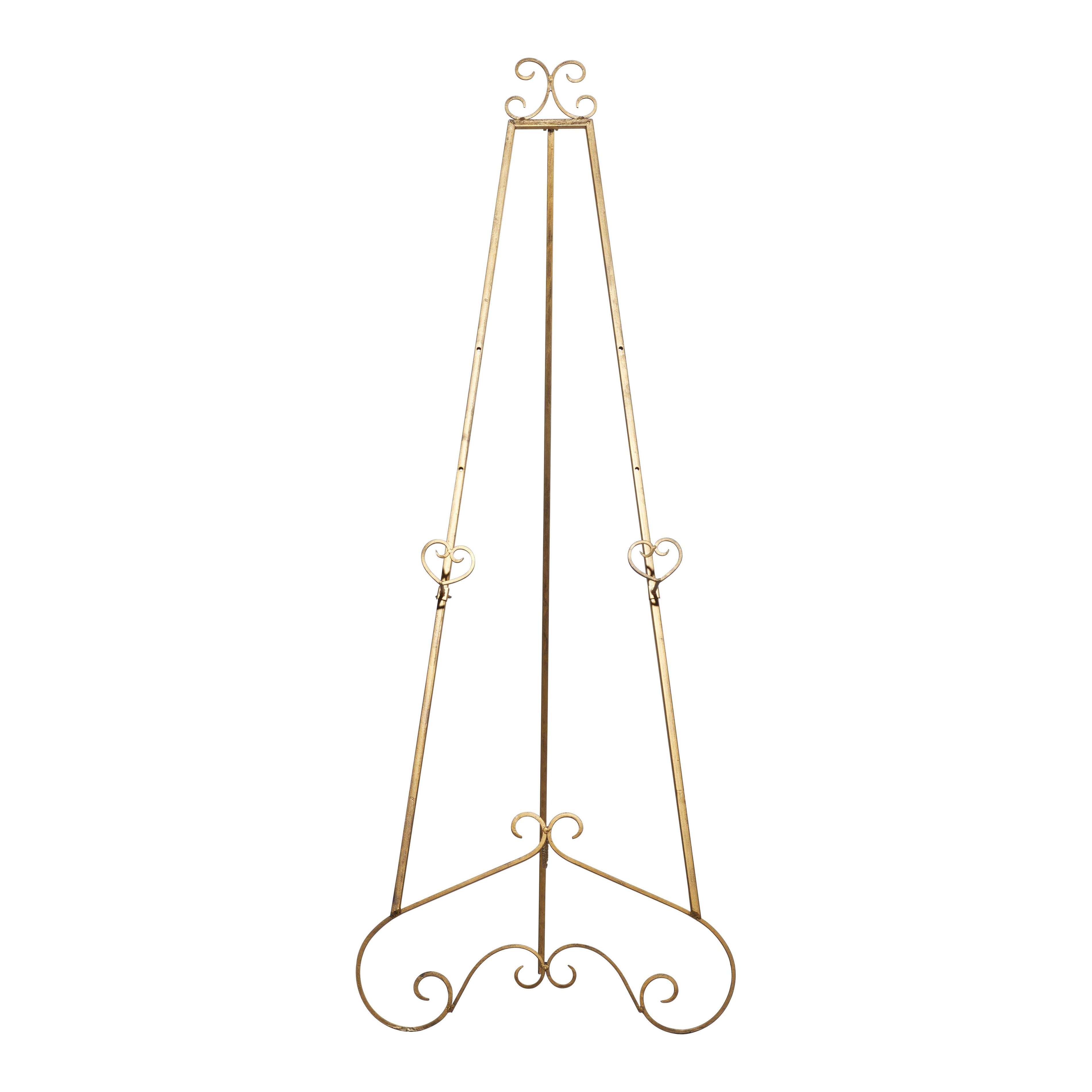 Scroll Gold Metal Tall Adjustable Floor 3 Tier Display Easel