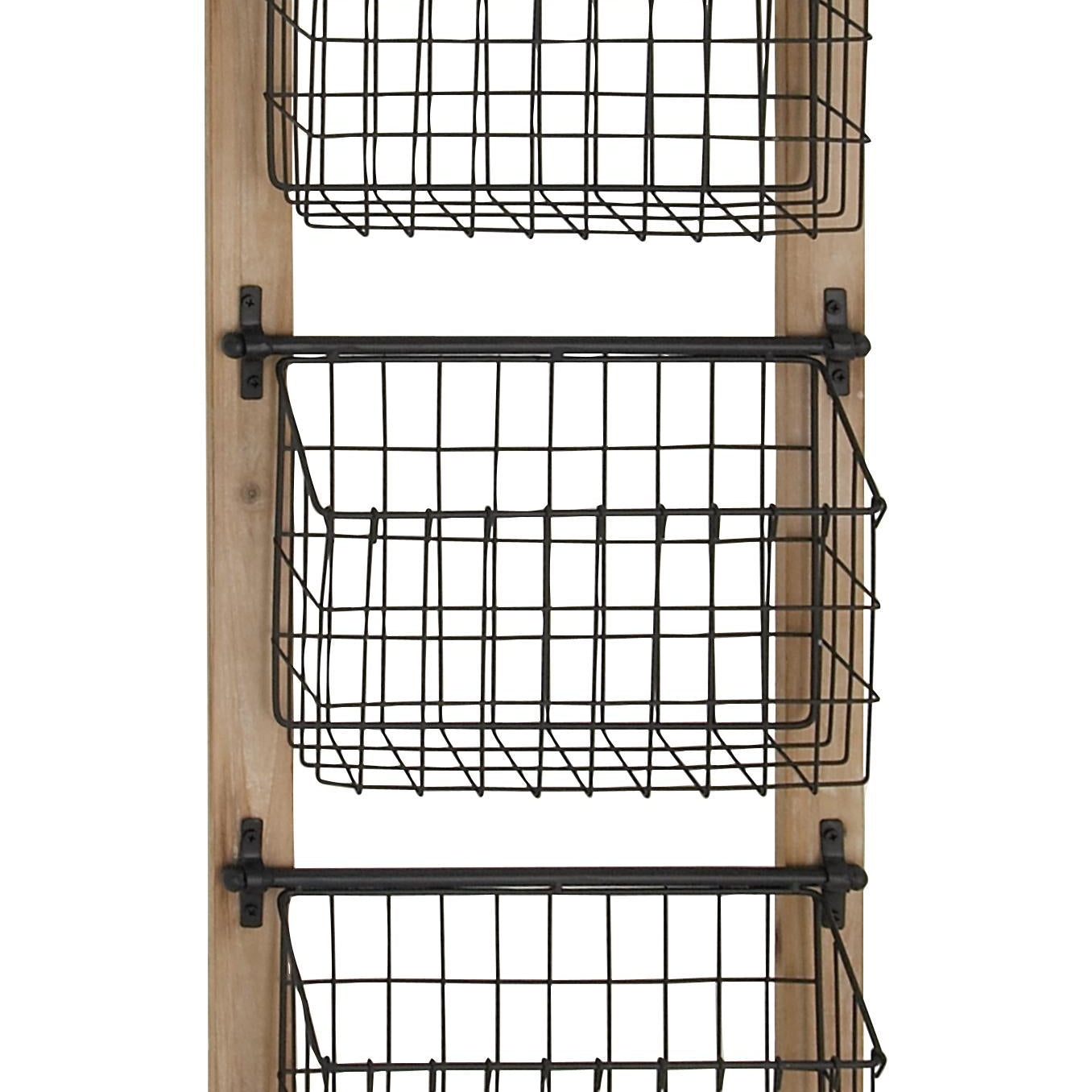 Black Metal 3 Slot Decorative Magazine Rack Holder with Suspended Baskets