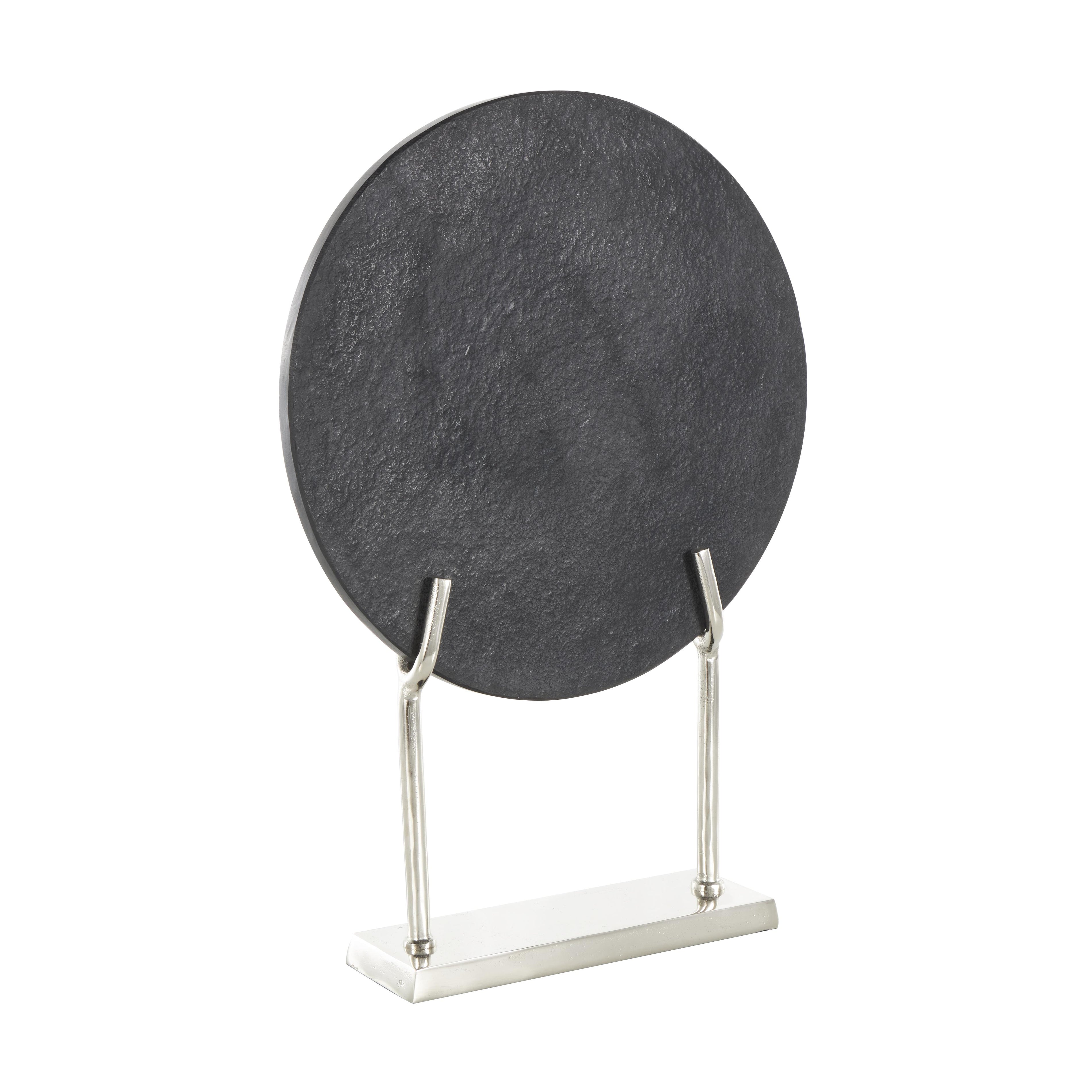 Abstract Marble Textured Disk Decorative Sculpture with Gold Stand 14" x 3" x 20"