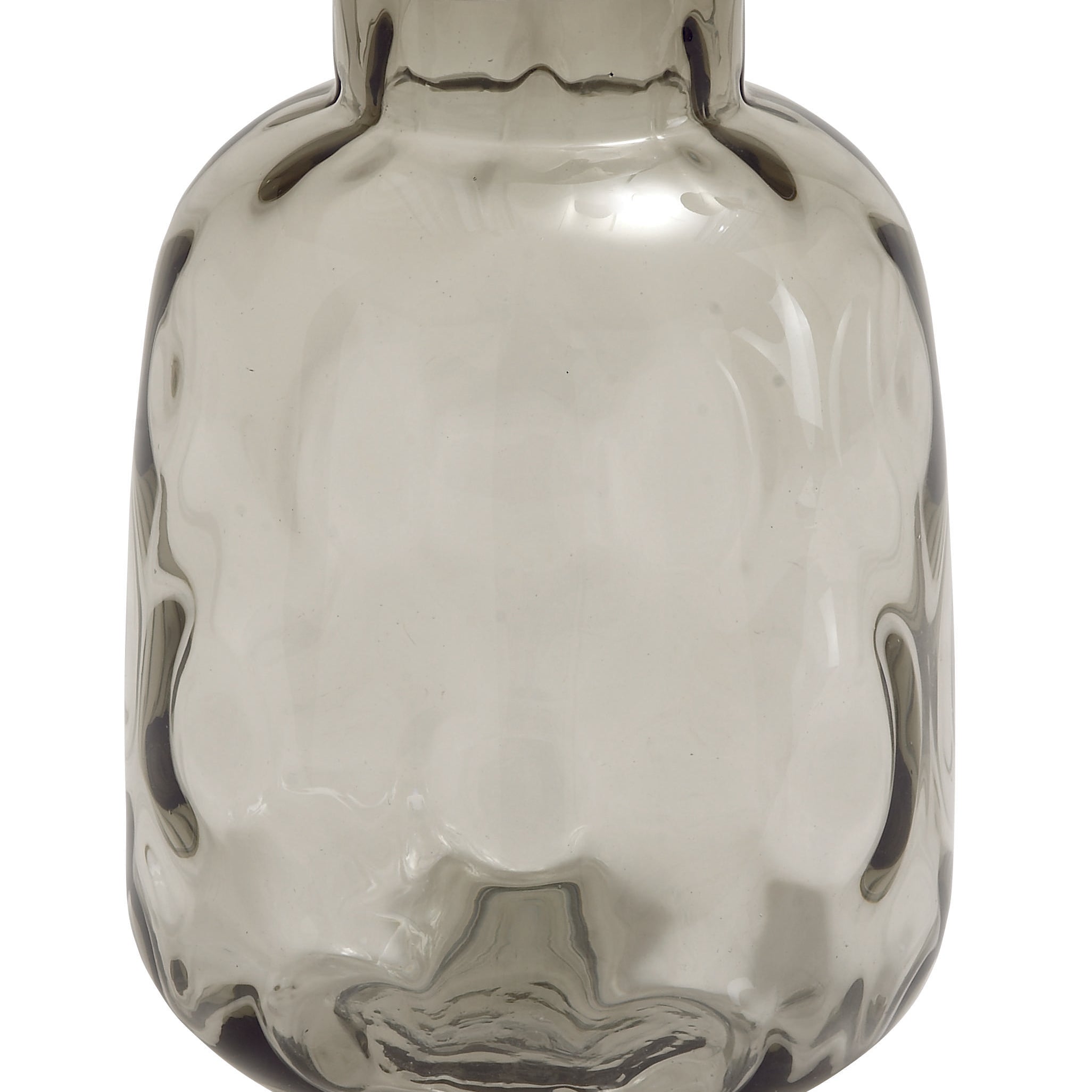 Gray Tempered Glass Decorative Vase with Bubble Texture