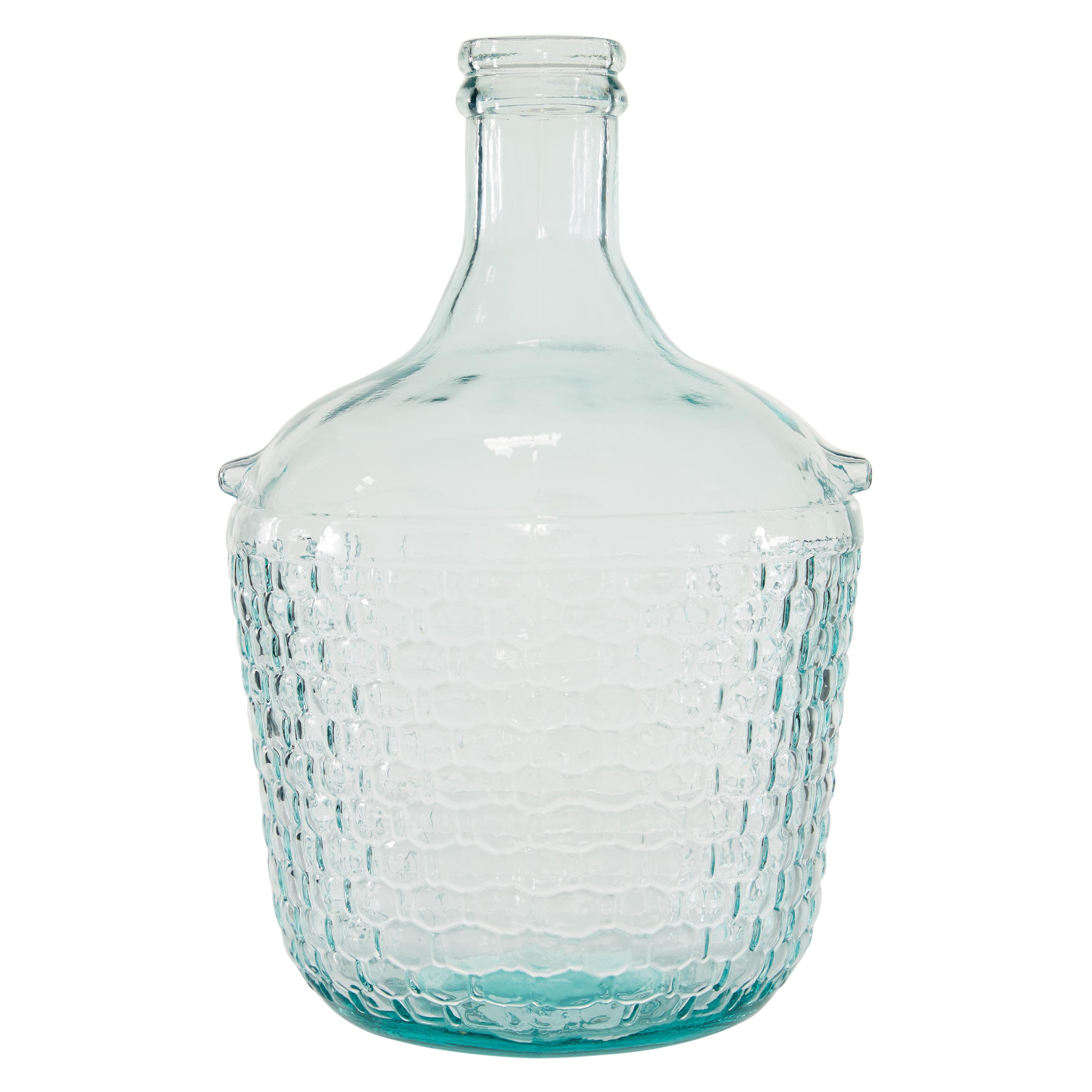 Recycled Glass Handmade Spanish Bottle Decorative Vase with Cabernet and Scroll Design 12" x 12" x 17"