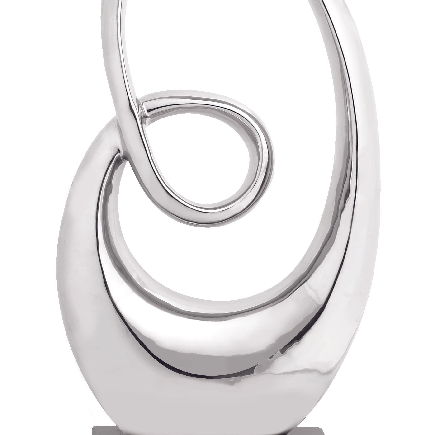 Abstract Ceramic Swirl Decorative Sculpture with Black Wooden Base