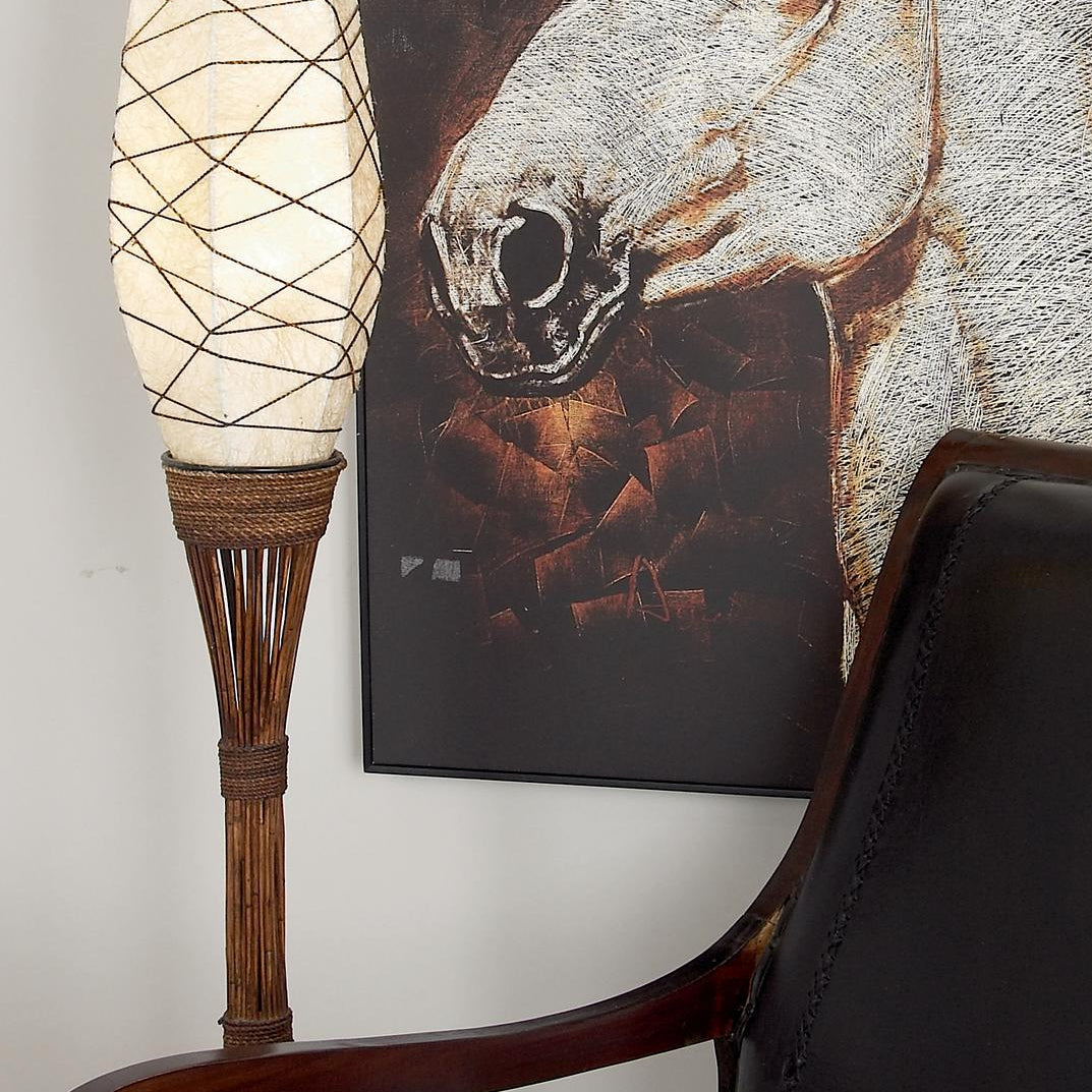 Brown Bamboo Wood Room Floor Lamp