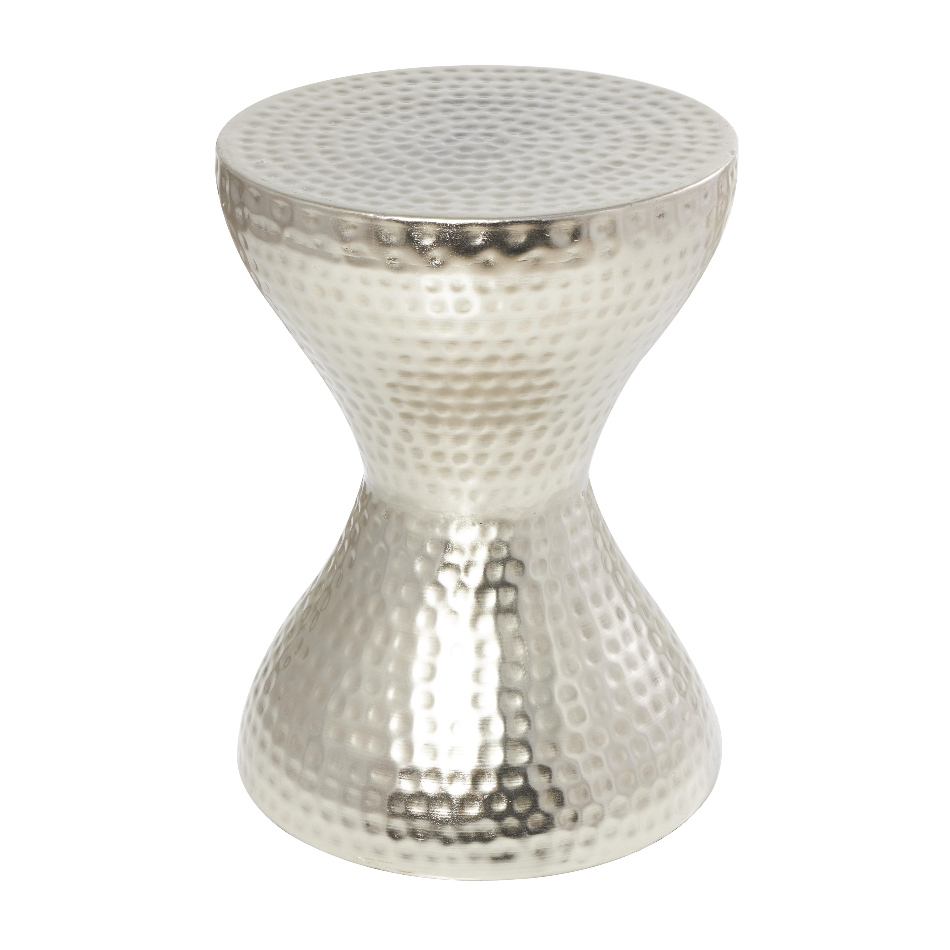 Metal Hammered Side End Accent Table with Hourglass Shape