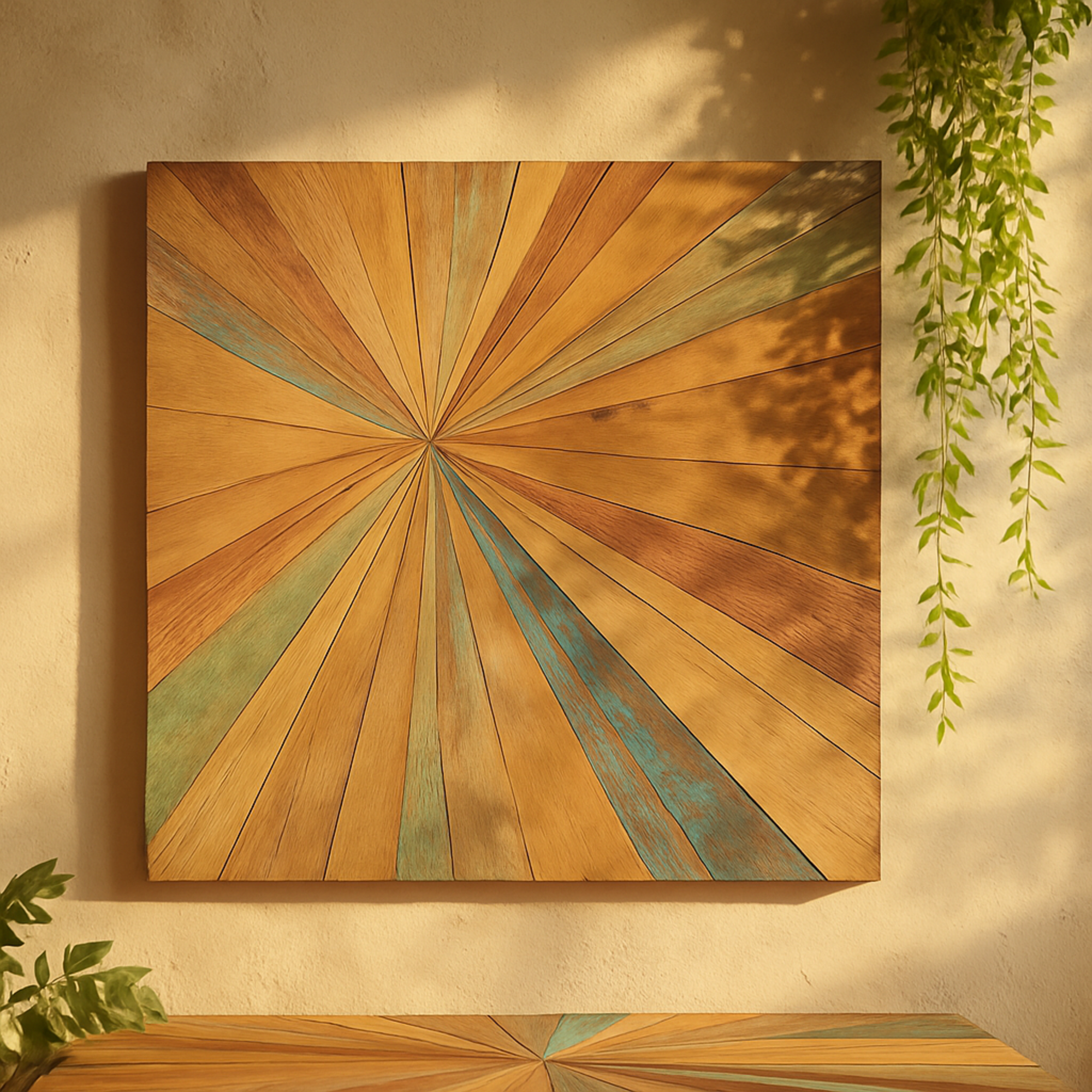 Starburst Brown Teak Wood Handmade Radial Home Wall Decor