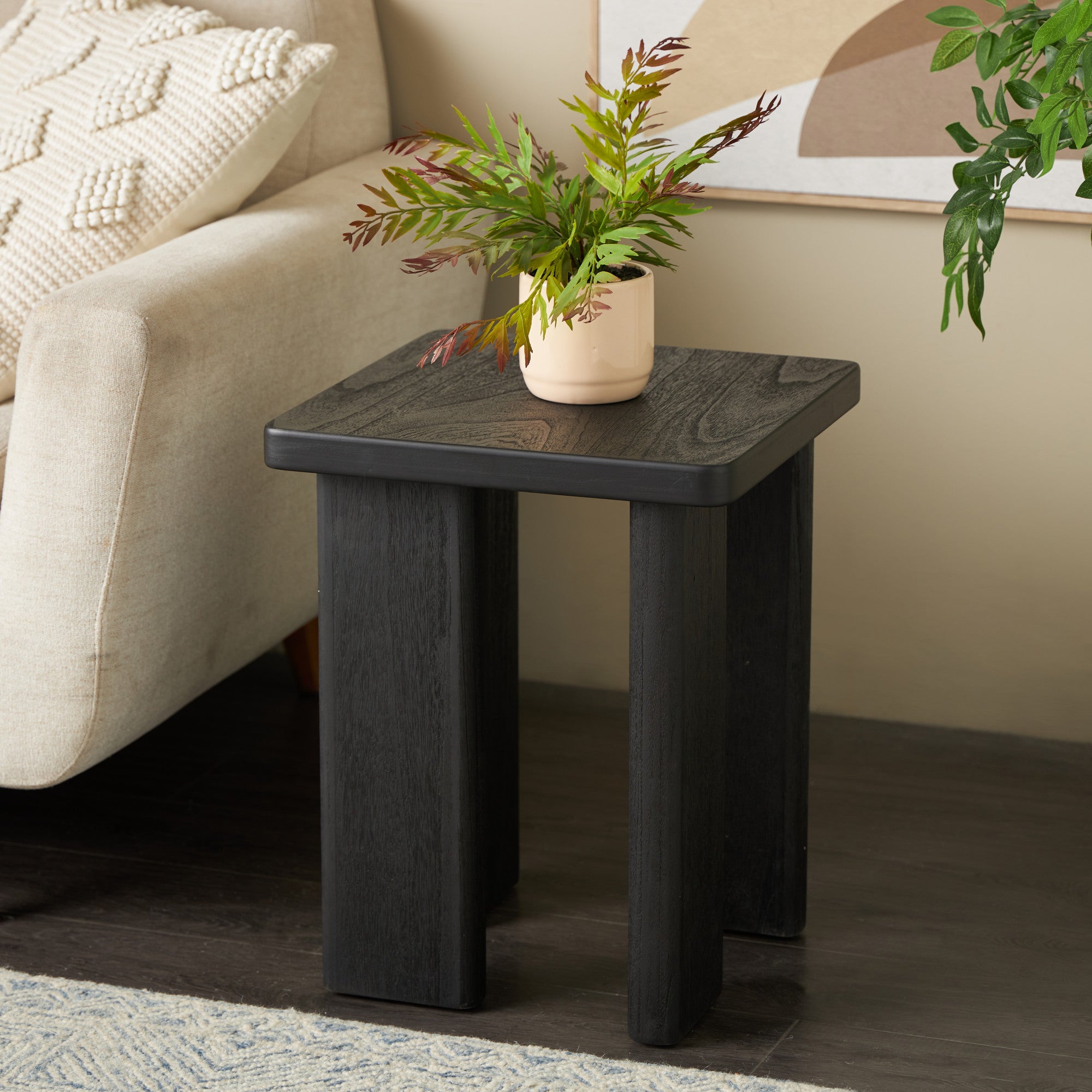 Black Wood Handmade Heart Inspired Side End Accent Table