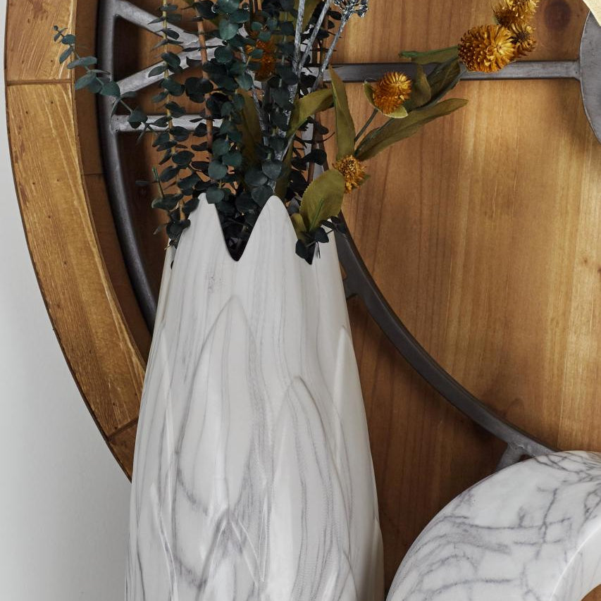 Ceramic Marbled Decorative Vase with Angled Edge Opening