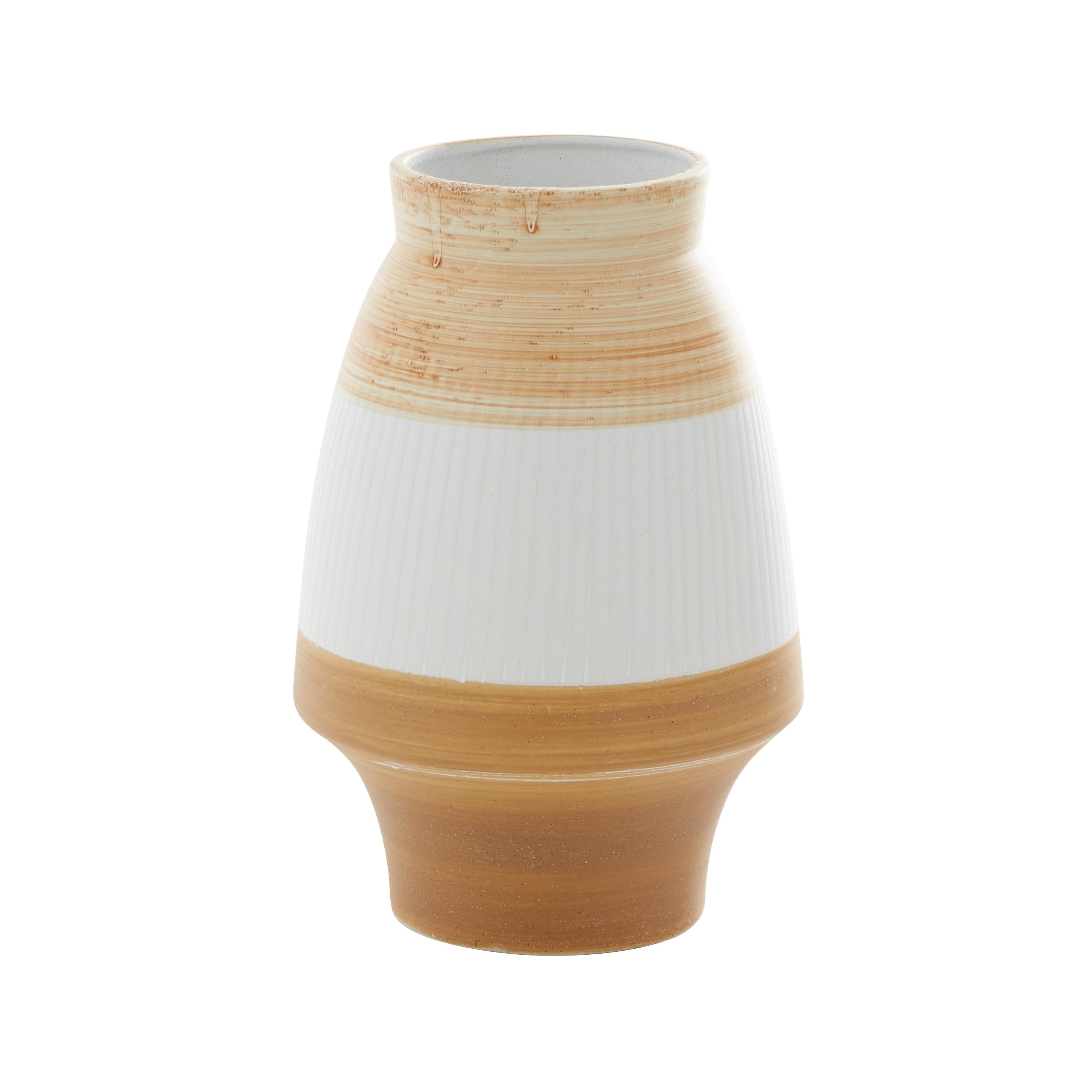 Brown Ceramic Handmade Decorative Vase with Terracotta Accents