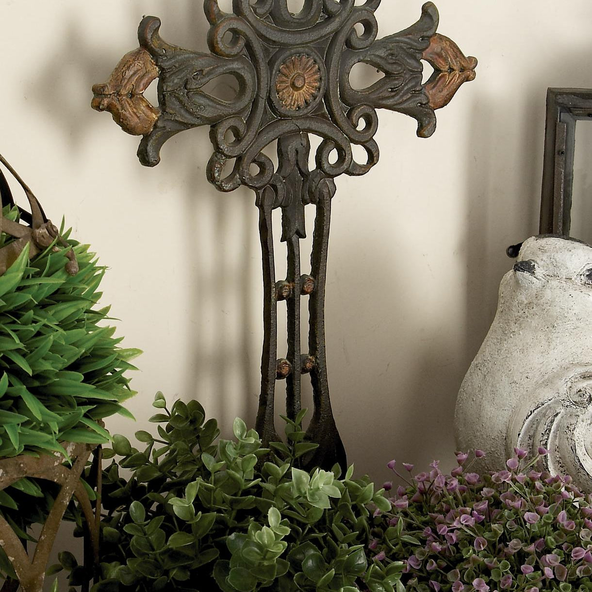 Biblical Copper Metal Cross Decorative Sculpture