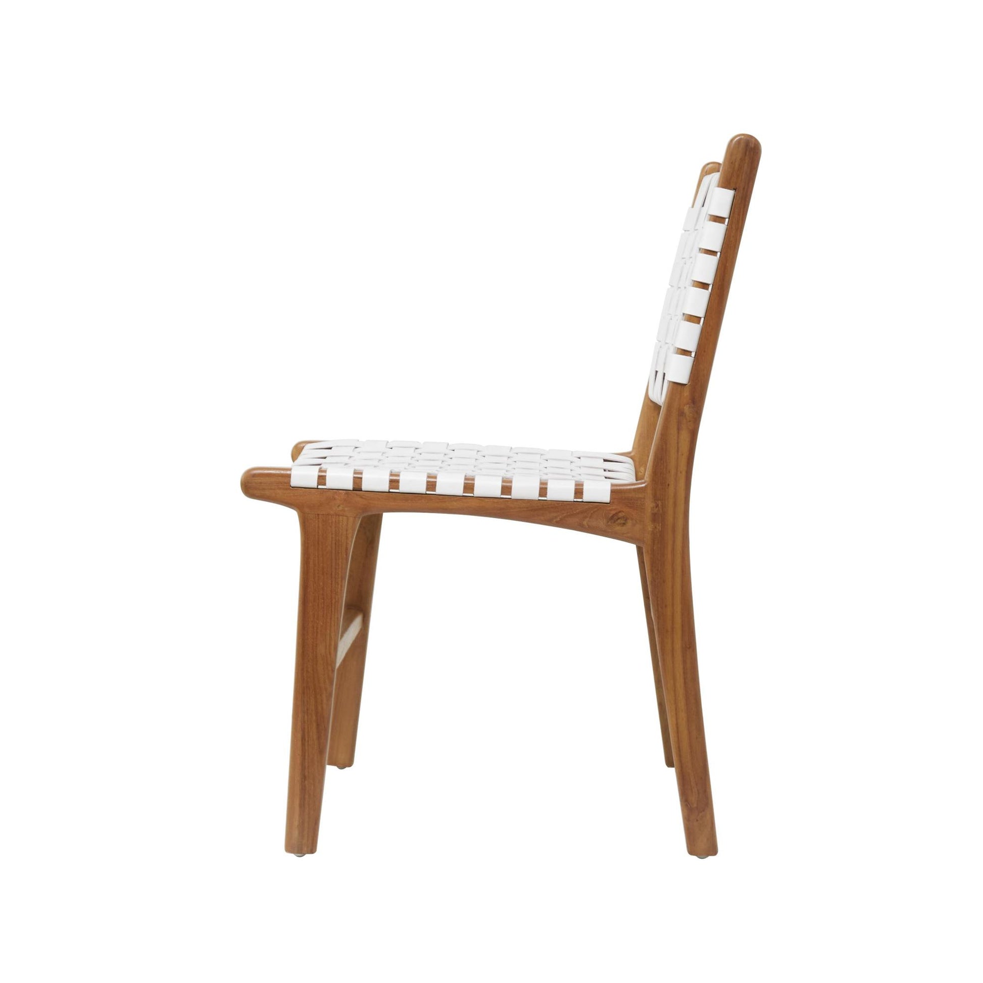 Leather Handmade Woven Kitchen Dining Chair with Teak Wood Frame