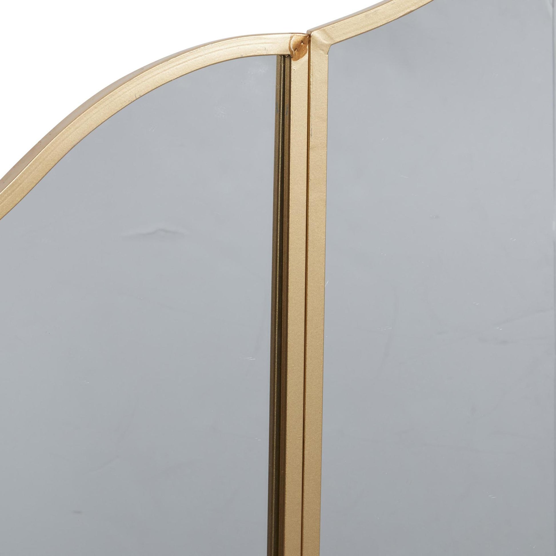 Gold Metal Arched Room Wall Mirror with Folding Sides