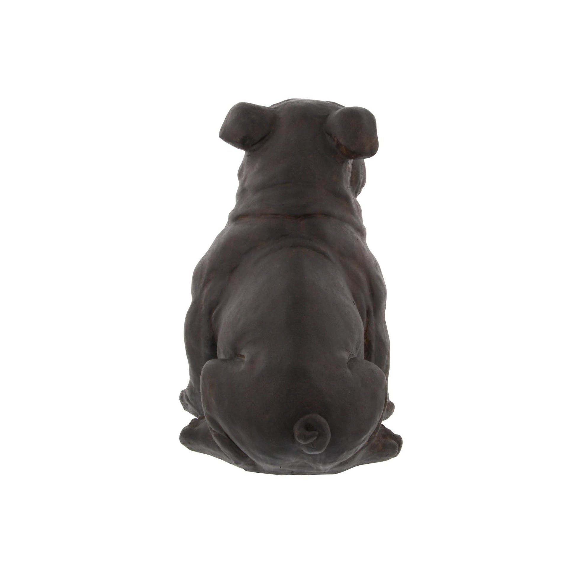 Bulldog Brown Polystone Weathered Sitting Decorative Sculpture