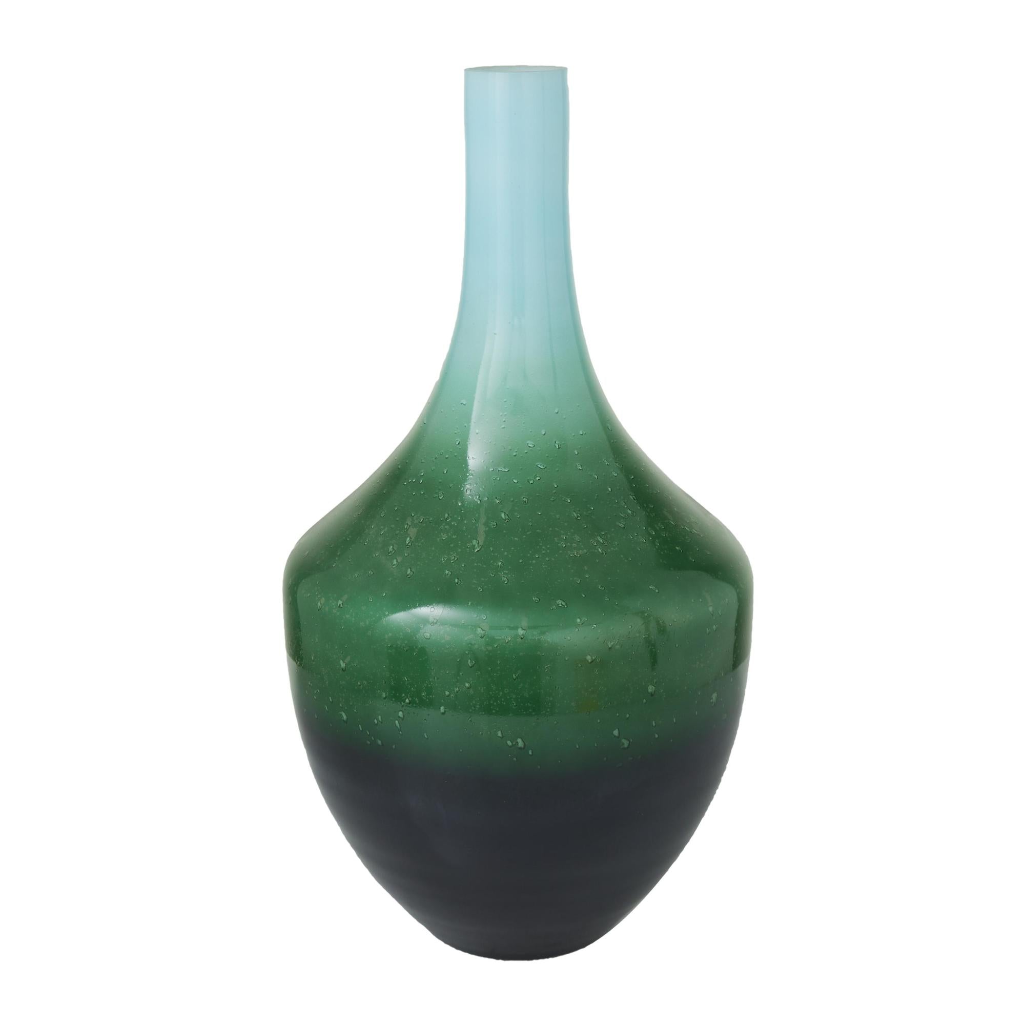 Green Glass Ombre Decorative Vase