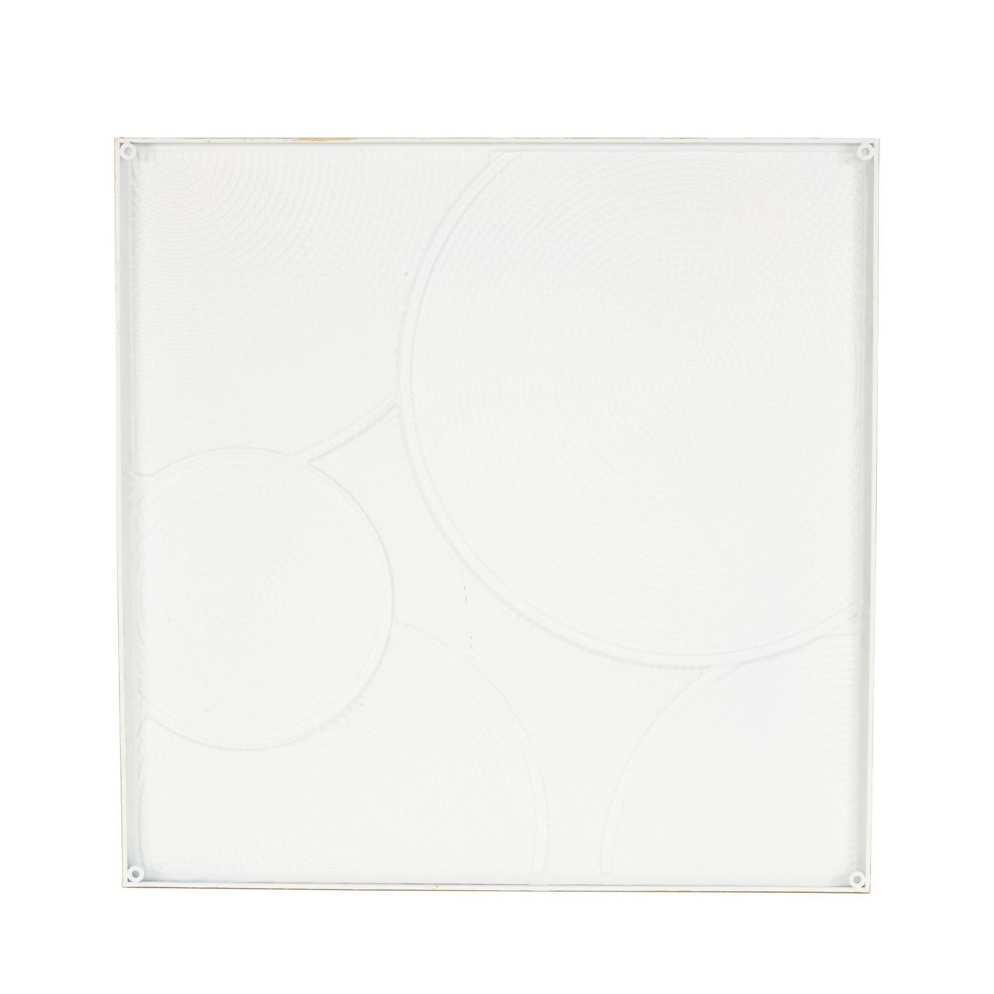 Geometric Cream Metal Textured Living Room Framed Wall Art with Overlapping Circles and Gold Frame