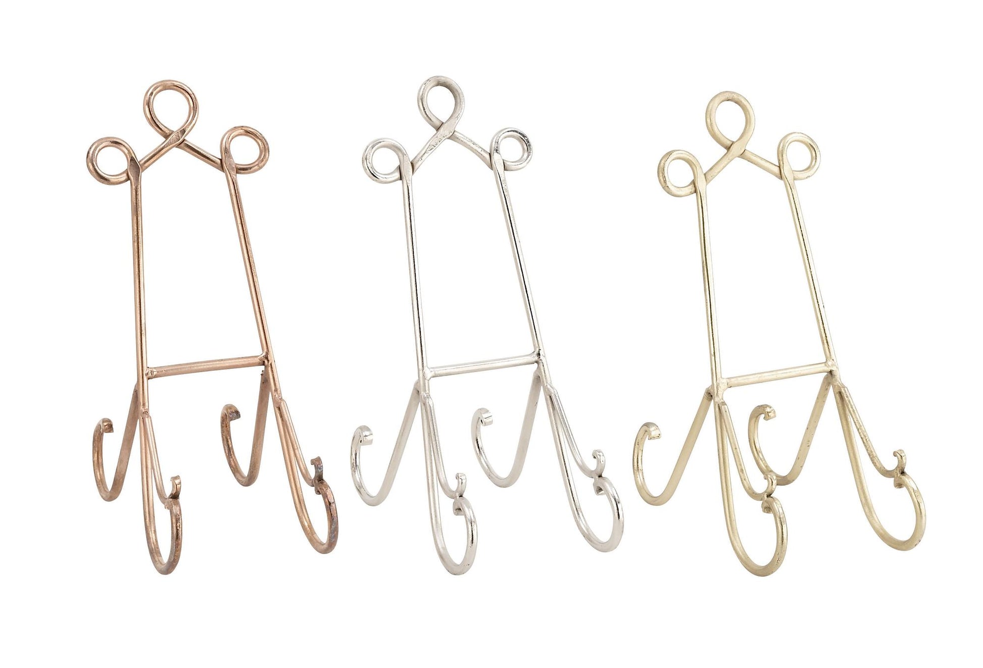 Set of 3 Scroll Multi Colored Metal Display Easel