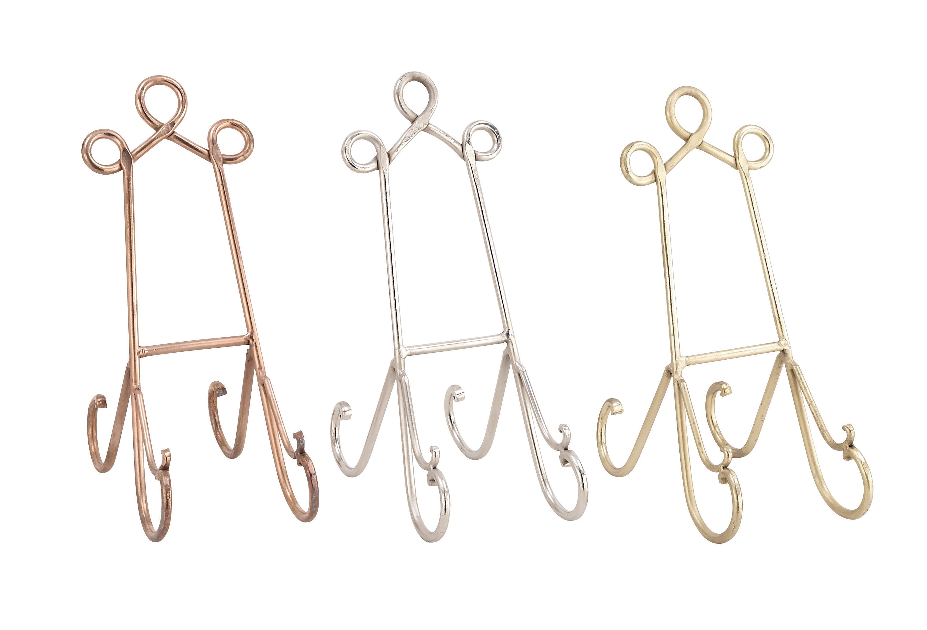 Set of 3 Scroll Multi Colored Metal Display Easel