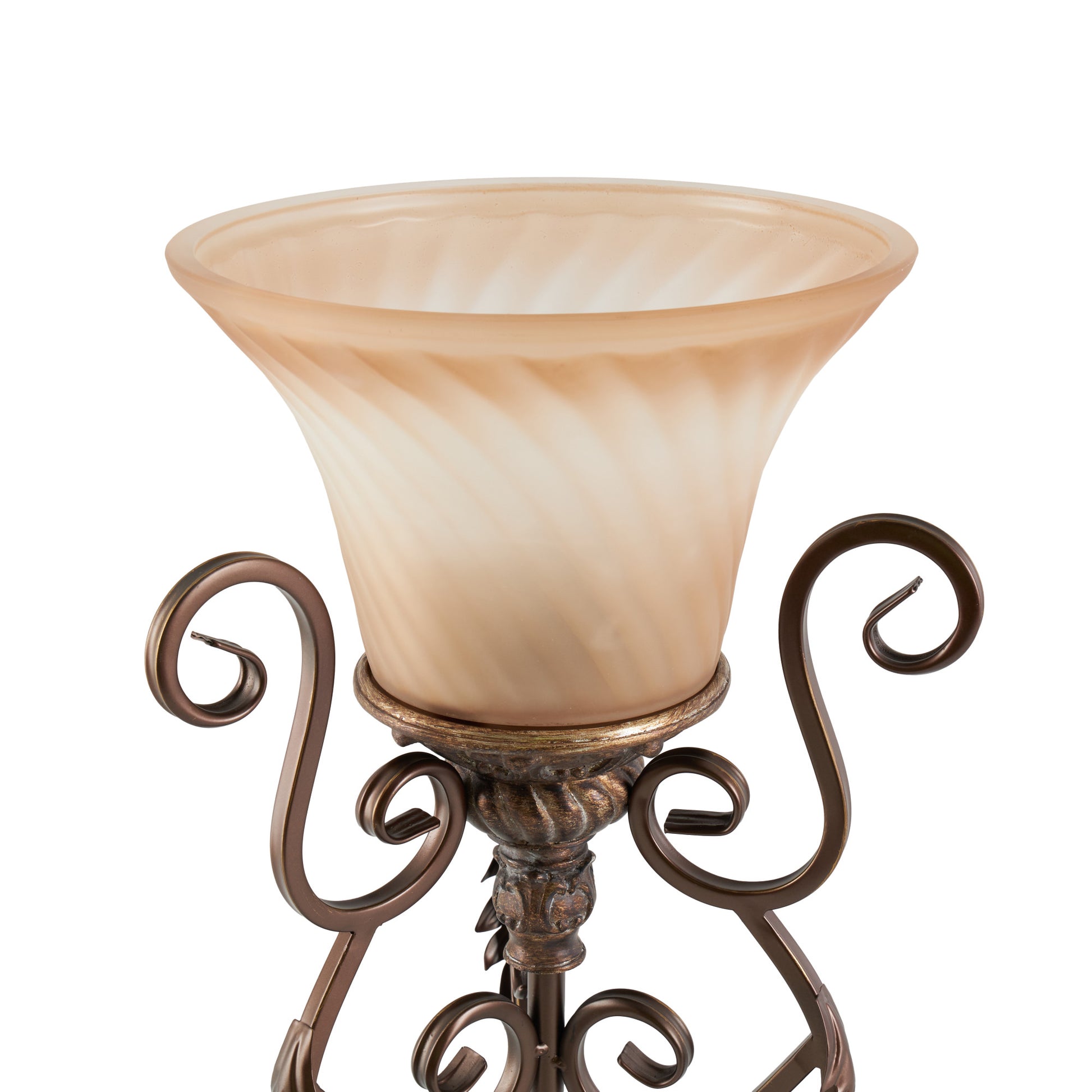 Set of 2 Scroll Brown Metal Antique Style Room Uplight