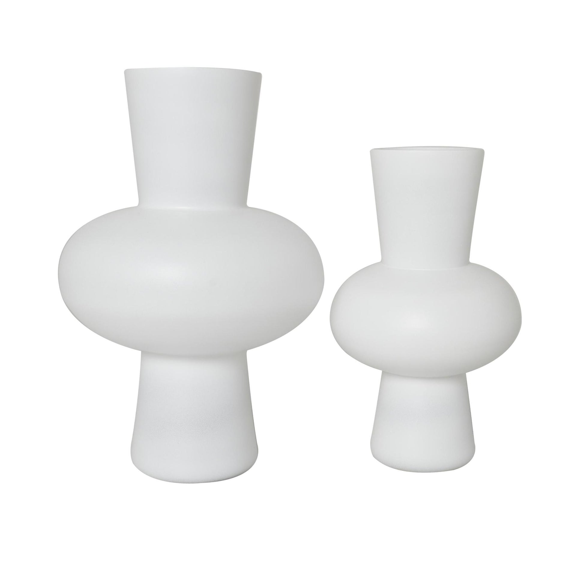 Set of 2 Glass Trumpet Decorative Vase with Wide Rounded Center