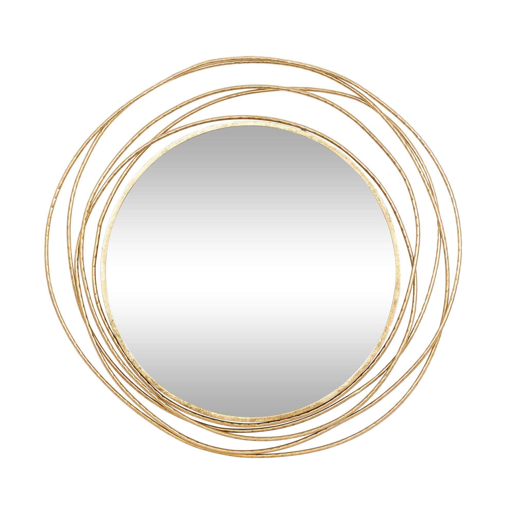 Gold Metal Room Wall Mirror with Overlapping Ring Frame