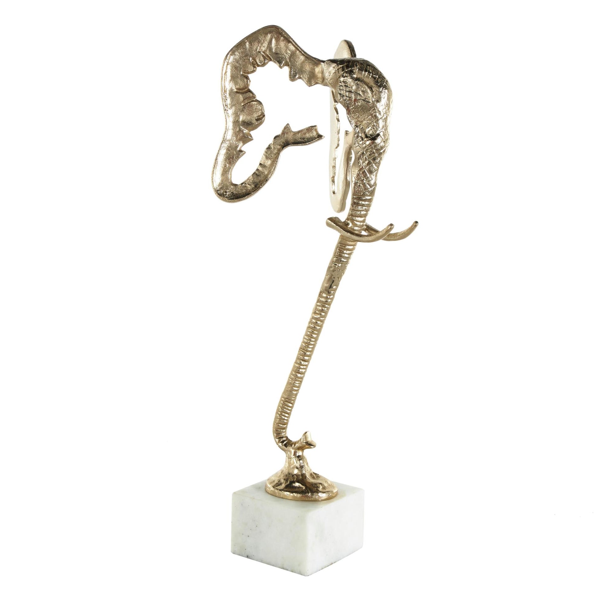 Elephant Aluminum Metal Tall Cutout Silhouette Decorative Sculpture with Marble Base 9" x 9" x 27"