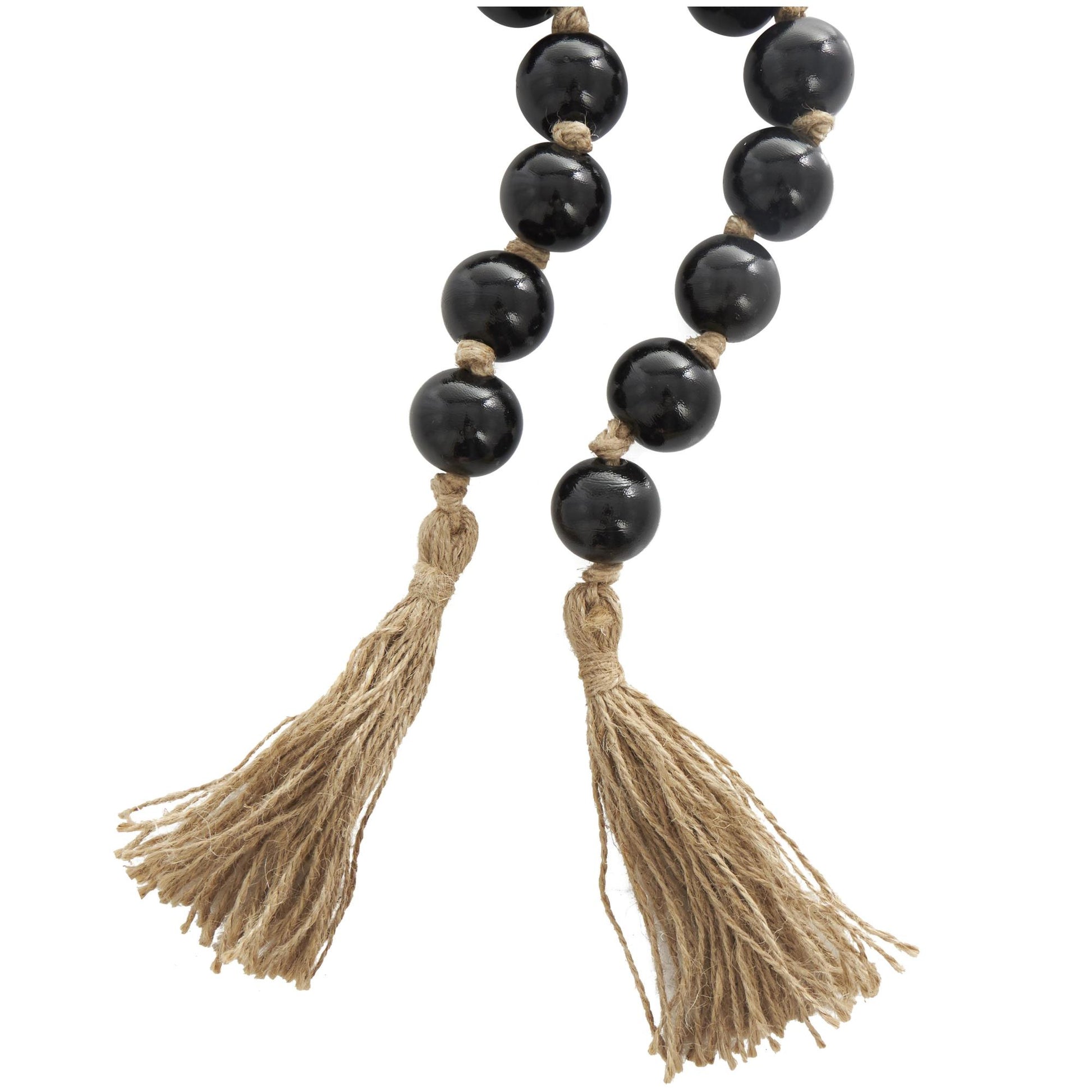 Glass Handmade Round Beaded Garland with Tassel with Knotted Brown Jute