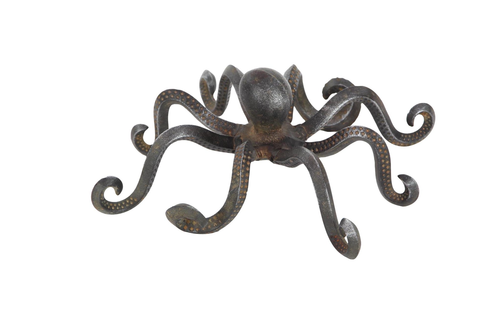 Octopus Black Metal Decorative Sculpture with Long Tentacles and Suctions Detailing